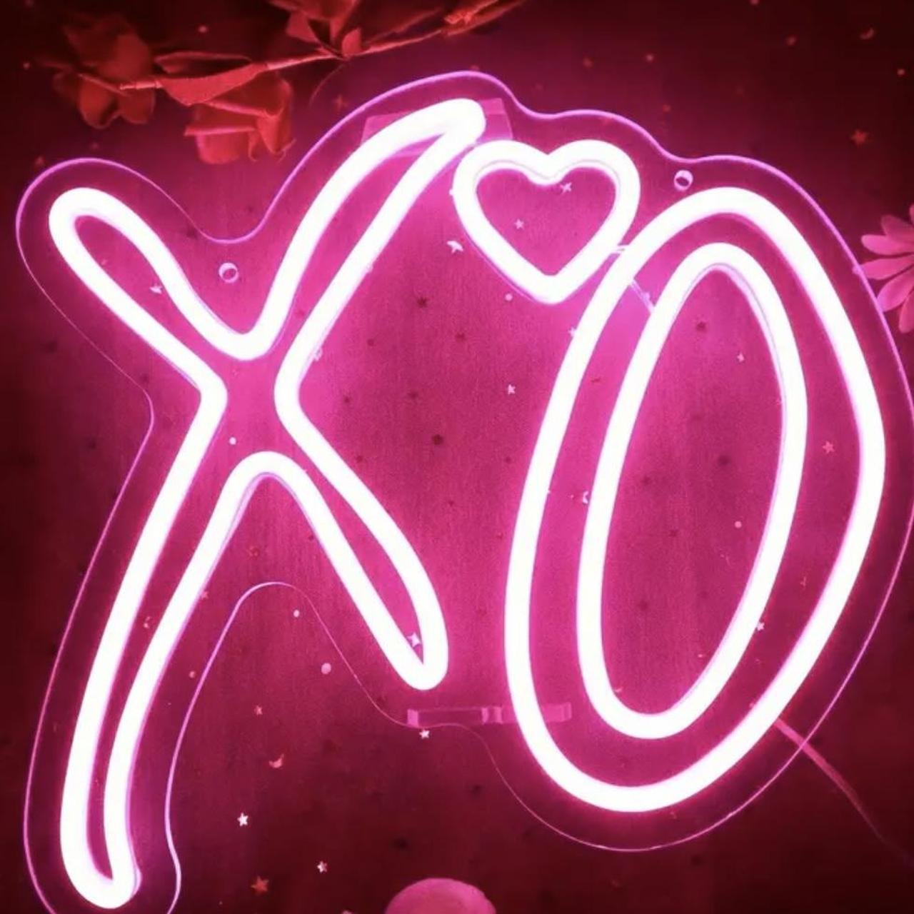 Hot pink XO neon sign light Measurements: 11.4 in... - Depop