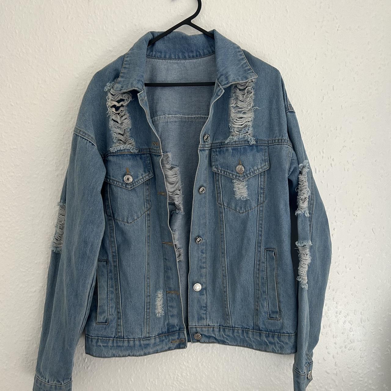 Distressed blue denim jacket - Depop