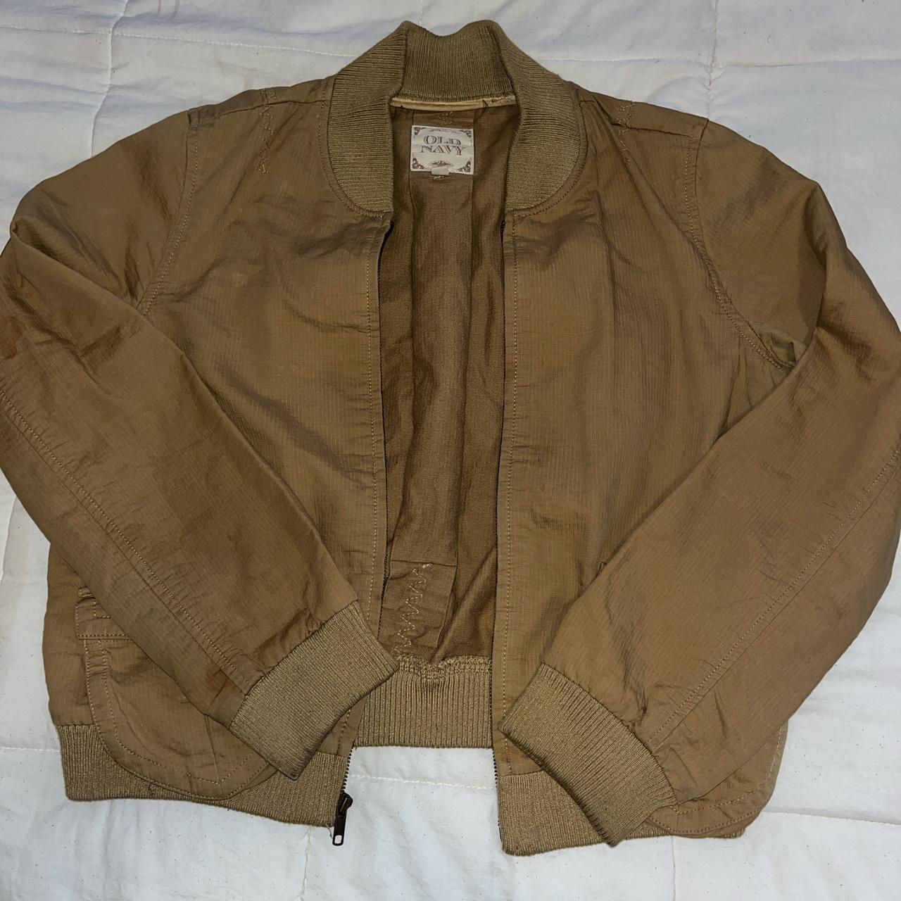 Tan Old Navy Bomber Jacket small stain on