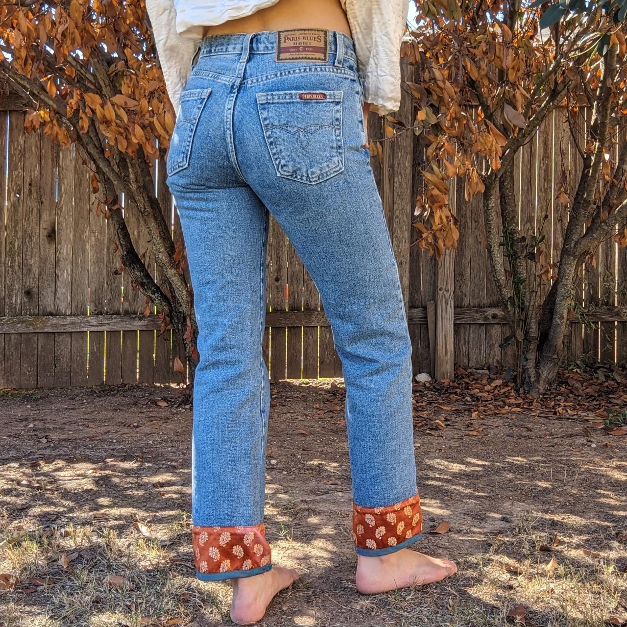 Vintage Paris Blues Jeans Super Cute Satin Trim Depop