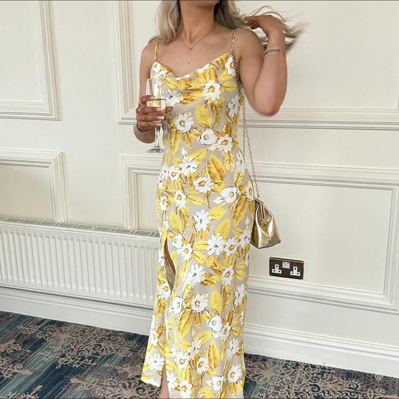 White & Yellow dress Only worn once and in perfect... Depop