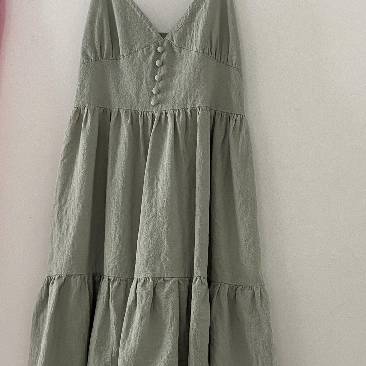 Light sage green sundress with smocked back, fits... - Depop