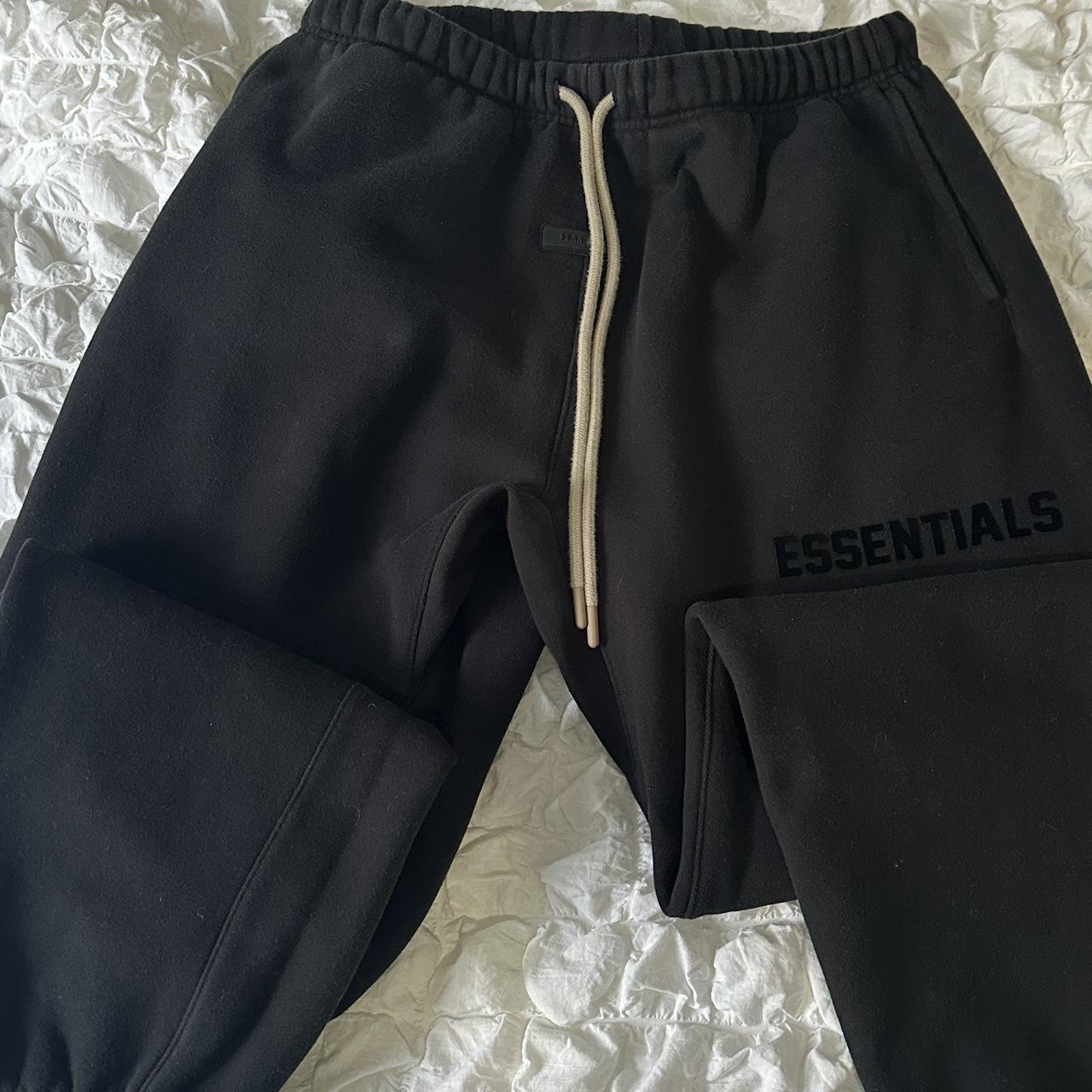 black essentials sweats size medium , cuffed bottoms - Depop