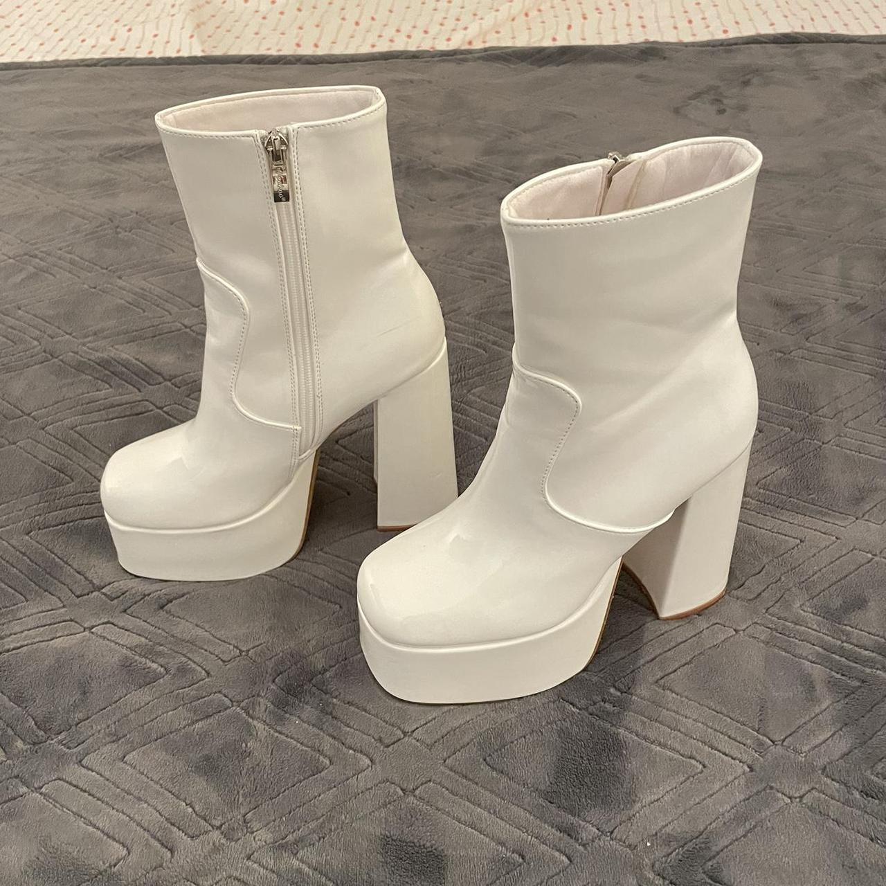 womens white platform boots