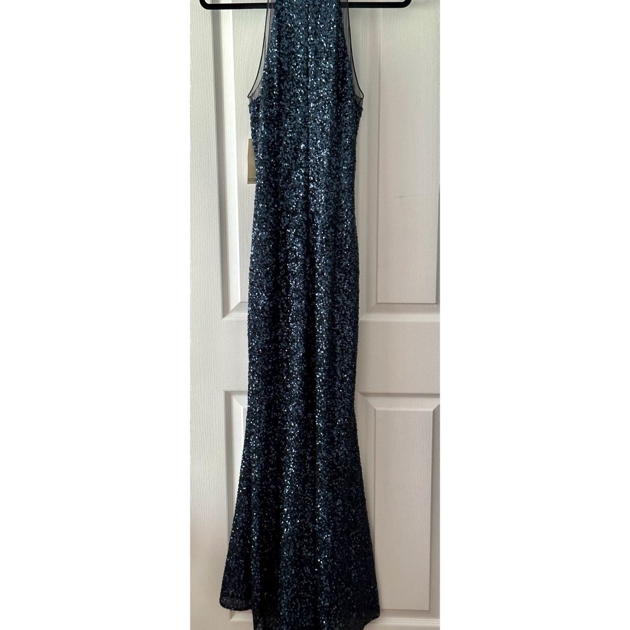 Badgley Mischka Navy Blue Sequin Dress *SMOKE FREE... - Depop