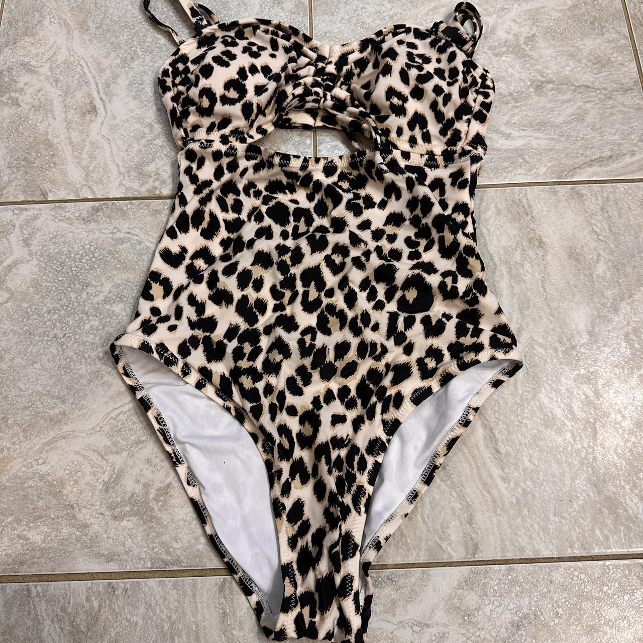 Cheetah print, one piece, bathing suit. Super cute!!... - Depop