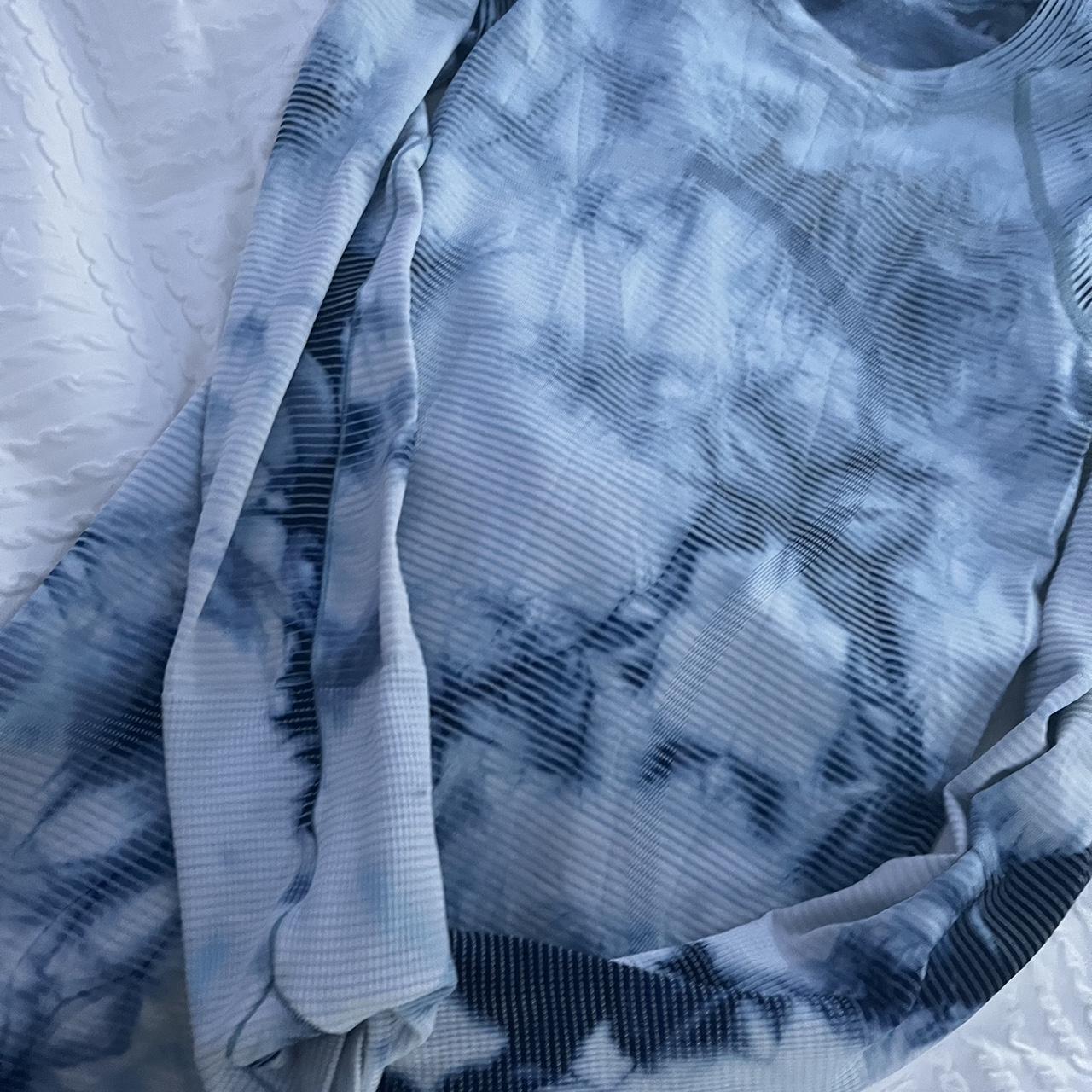 tie dye blue and white lululemon long sleeve swiftly
