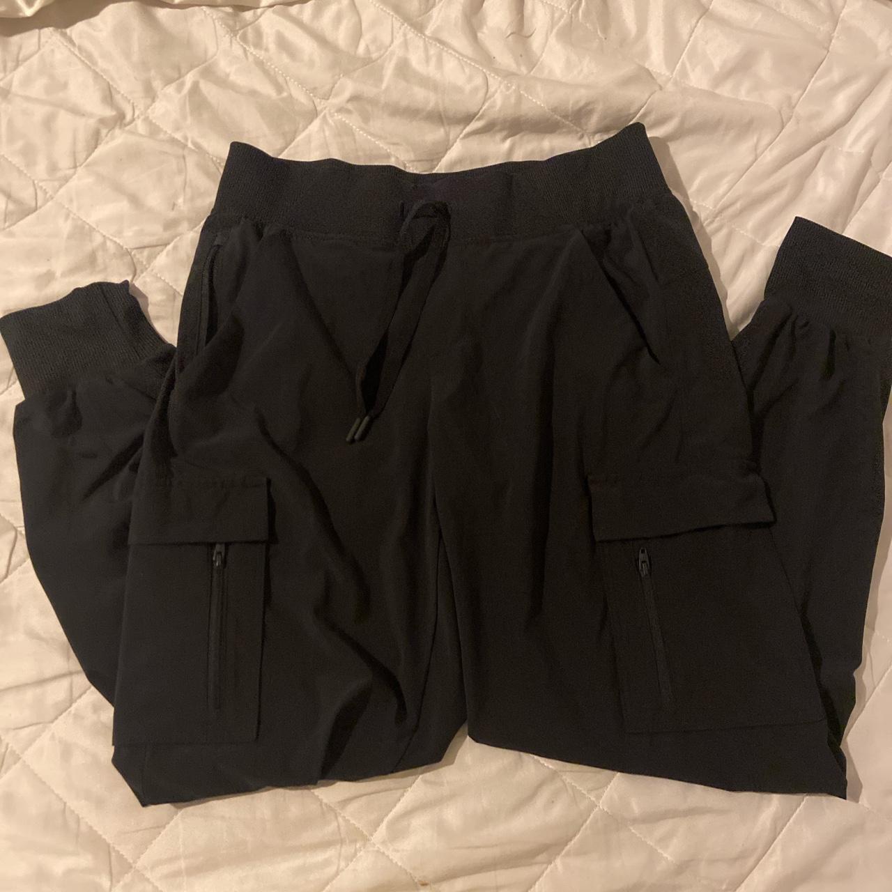 Black athletic cargo pants, light stretchy and... Depop