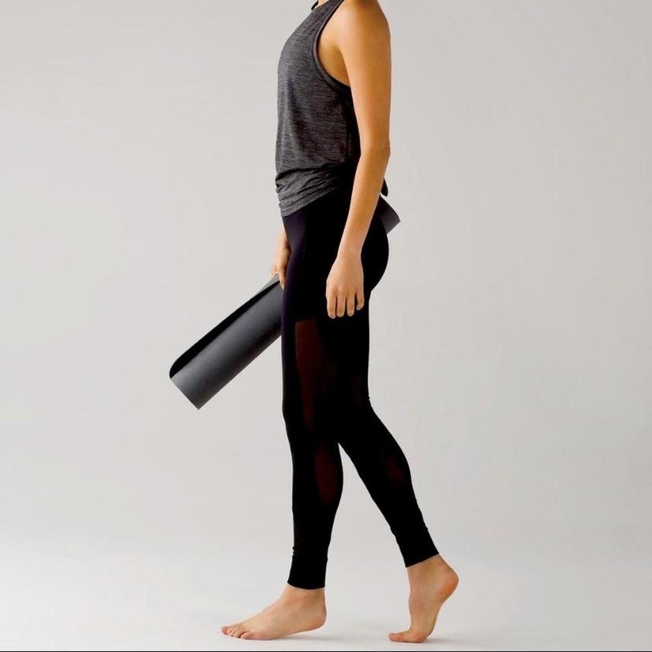 LIKE-NEW black lululemon leggings with mesh in the - Depop