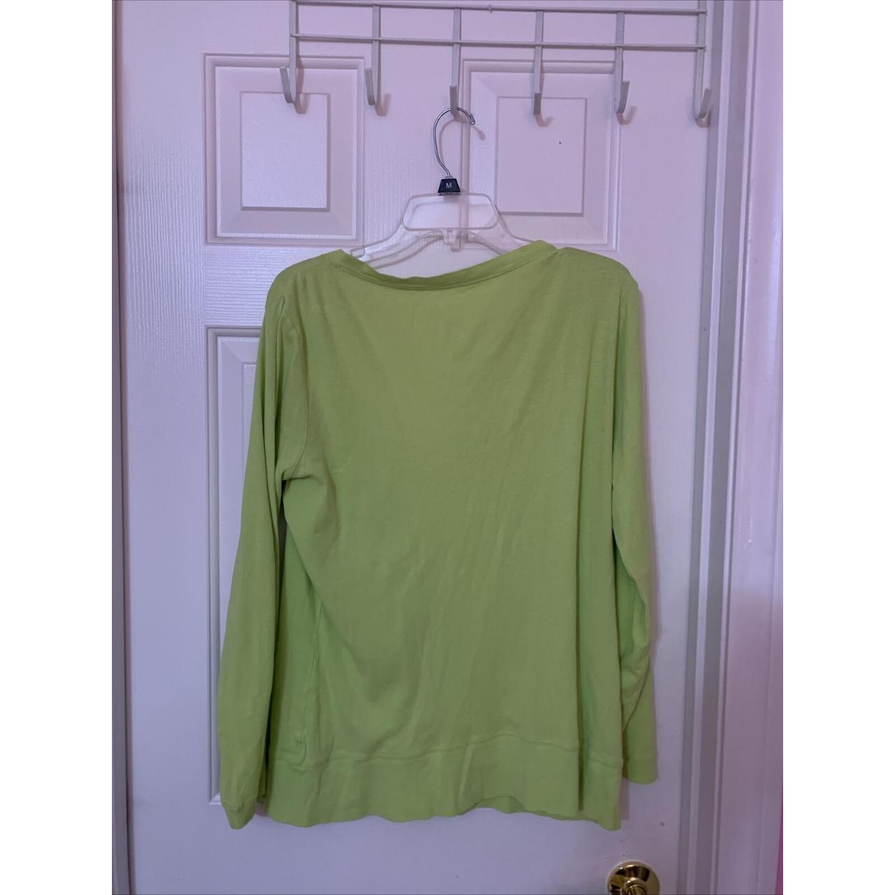 lands end size large green long sleeve top Width:... - Depop