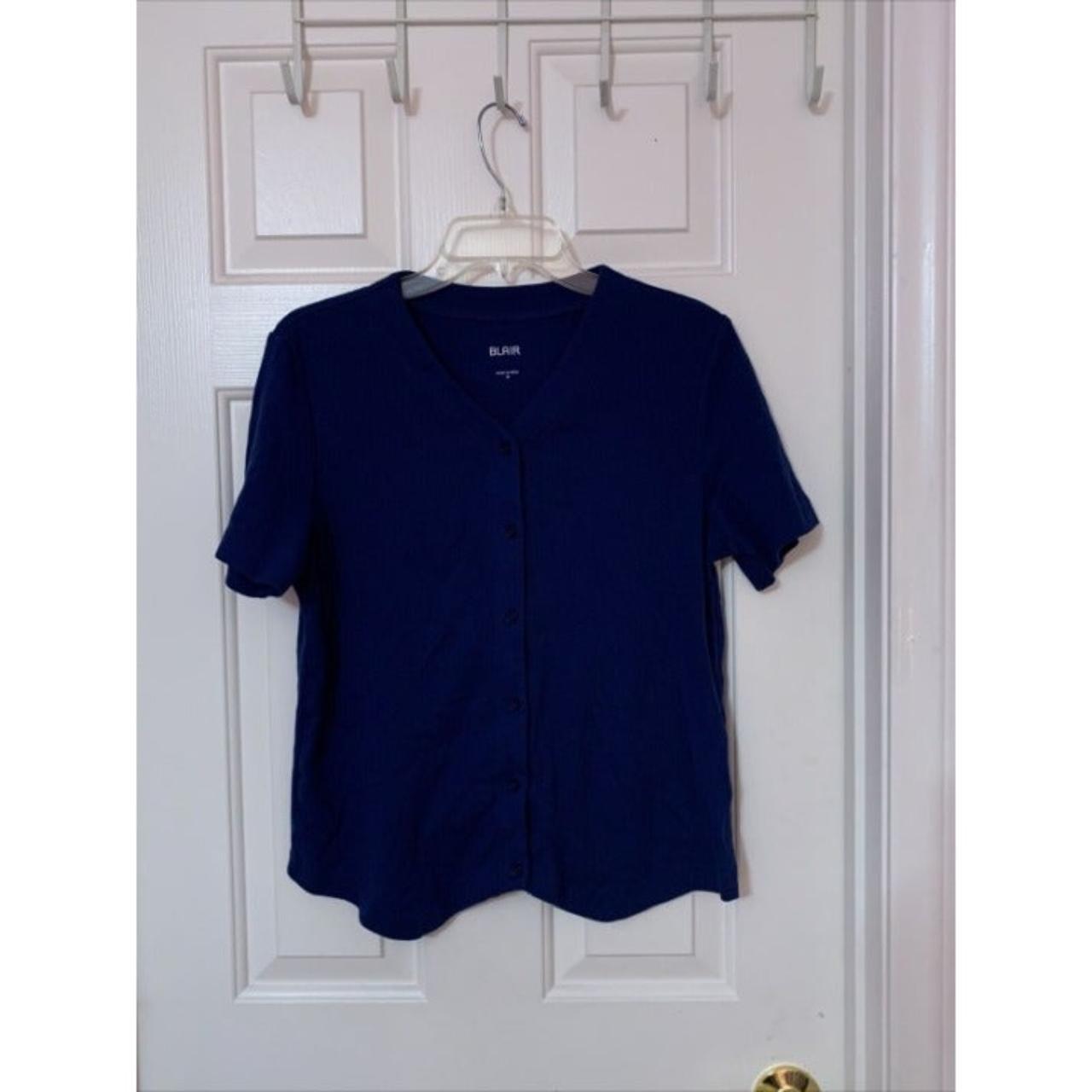 Blair navy blue women's short sleeve shirt Width... Depop