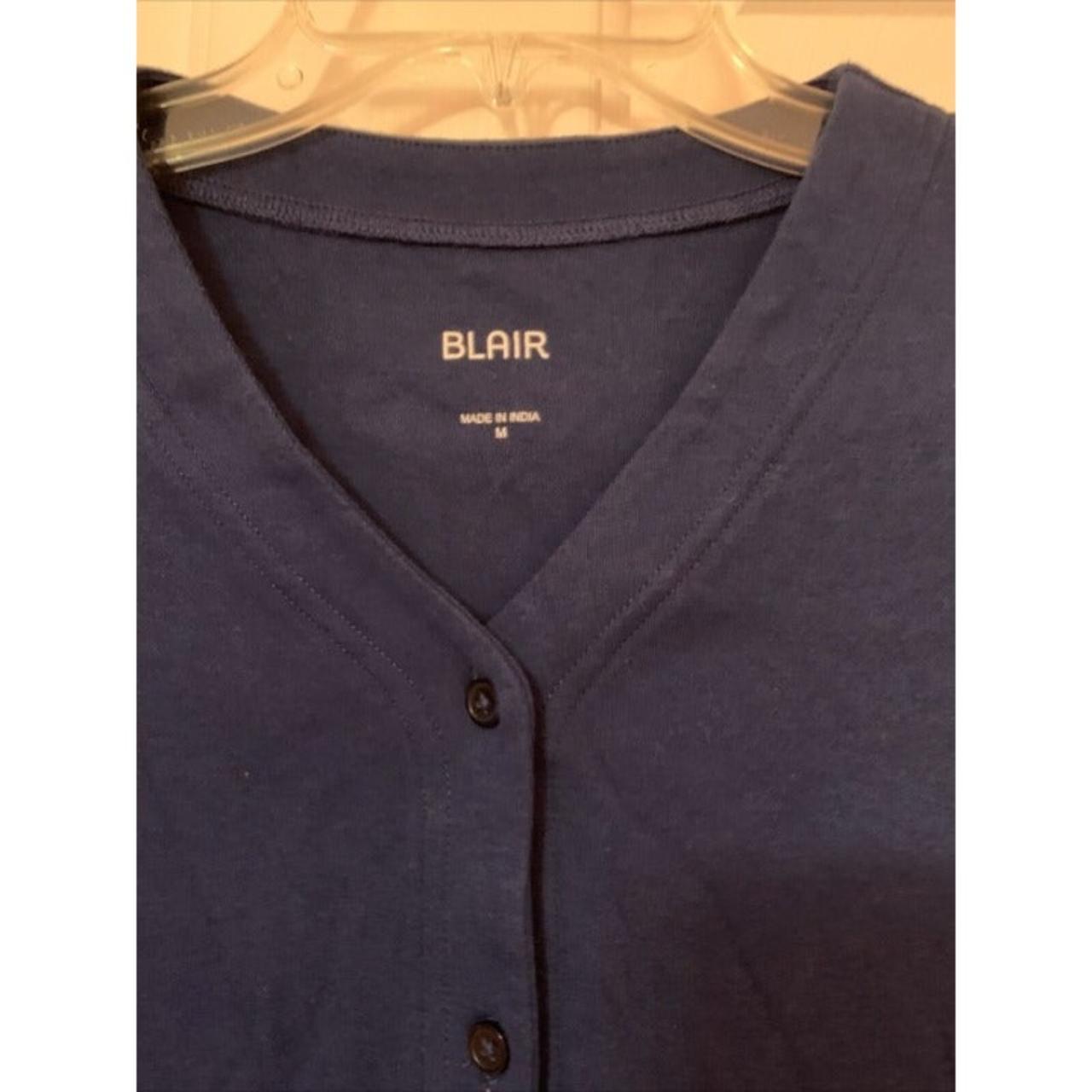 Blair navy blue women's short sleeve shirt Width... Depop