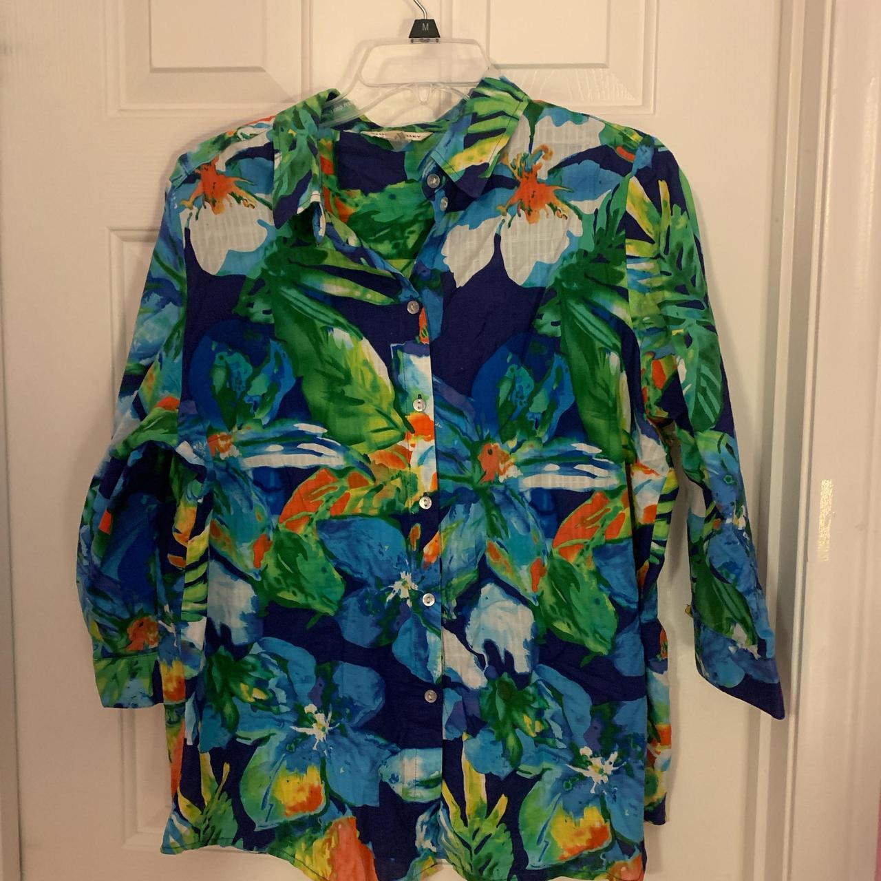 Allison Daley Top Womens Size 14 Floral Hawaiian... - Depop