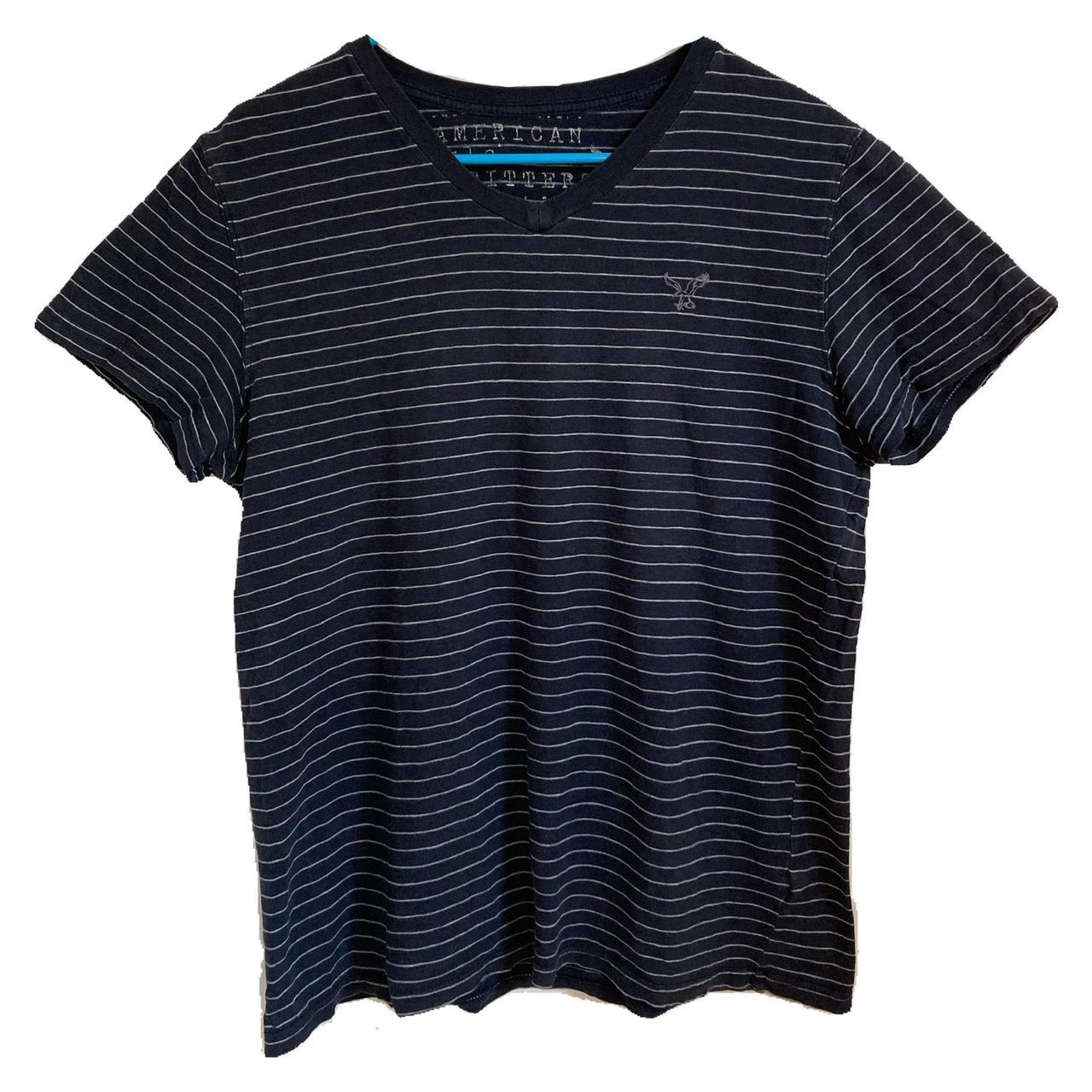 Medium American Eagle Striped Vneck Tshirt Depop