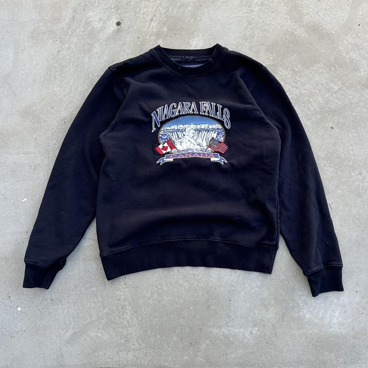 Brandy Melville Niagara Falls embroidered crewneck.... Depop