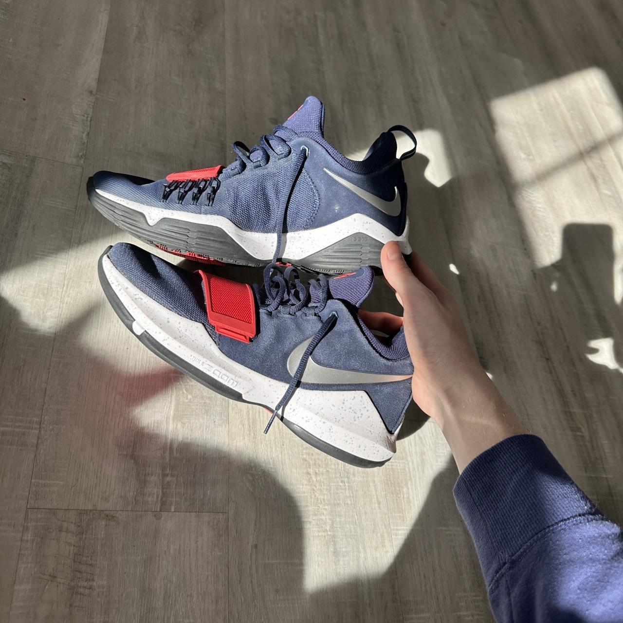 PG Basketball Shoes Navy Blue, red strap Depop