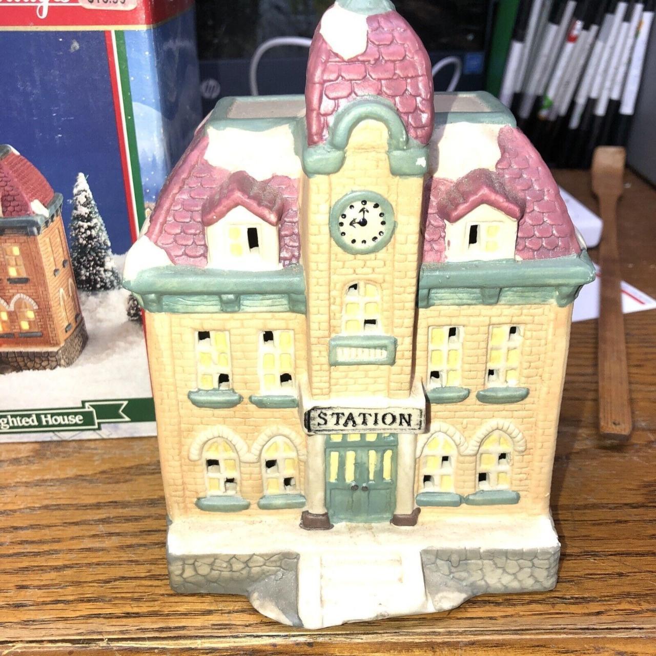 VTG Christmas WINTER VALLEY COTTAGES “Station”... - Depop