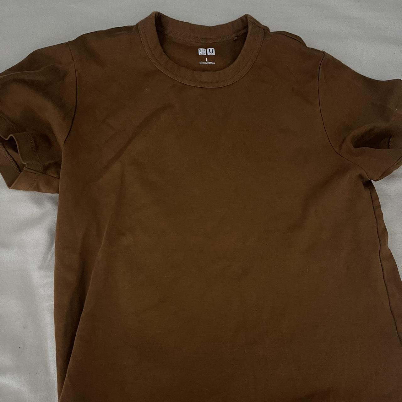 Large Uniqlo shirt brown colored Size large worn once - Depop