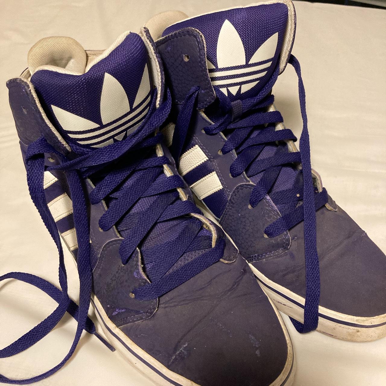 Purple Adidas High Tops Size 11 Well loved with no... - Depop