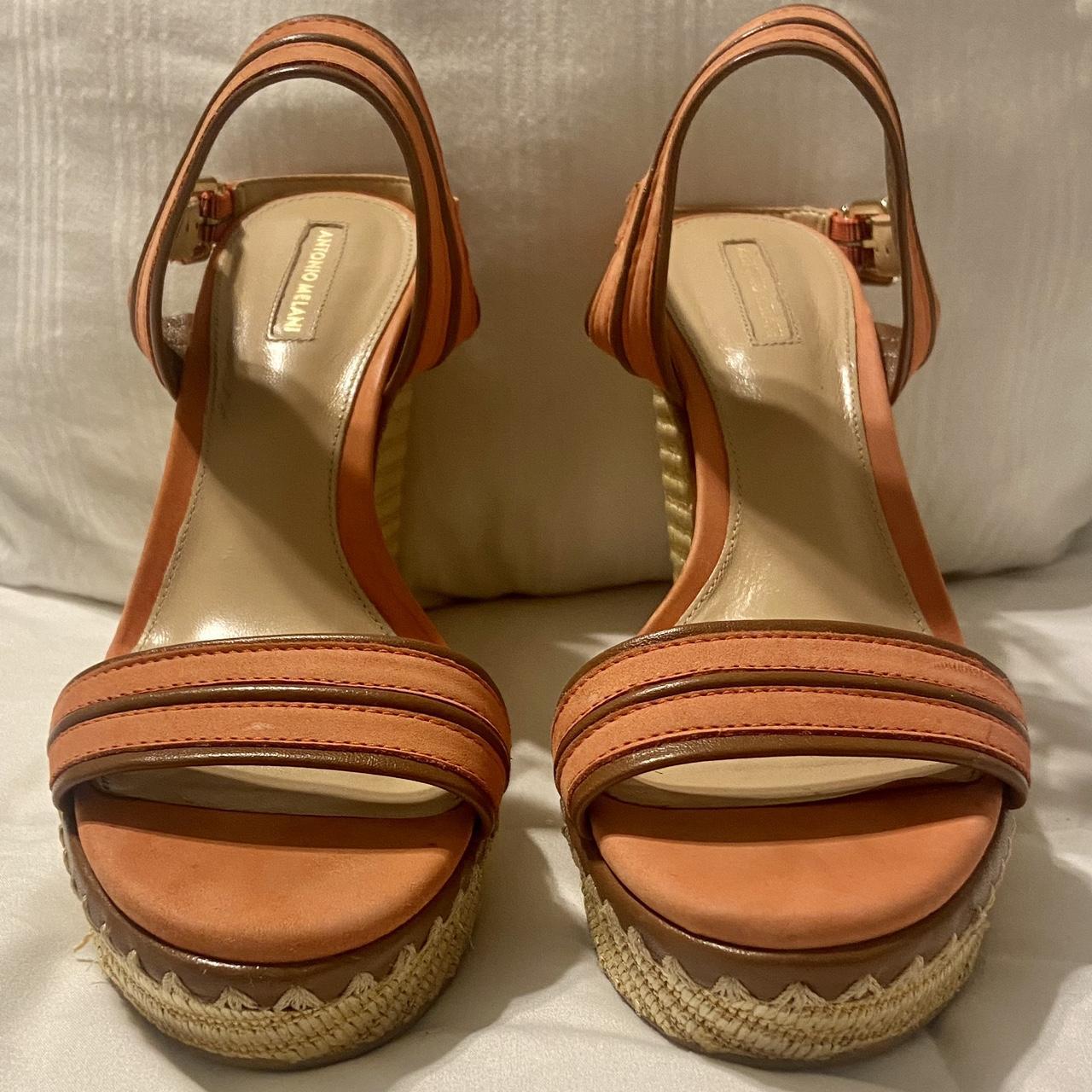 Antonio Melani Burnt Orange wedges. Like New! Size 8... - Depop