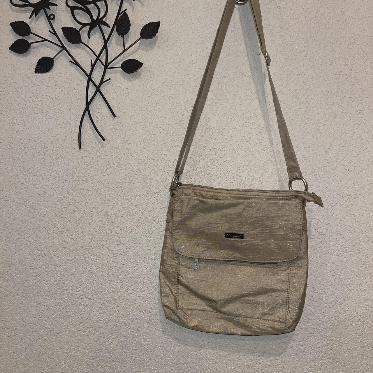 S tan nylon crossbody bag