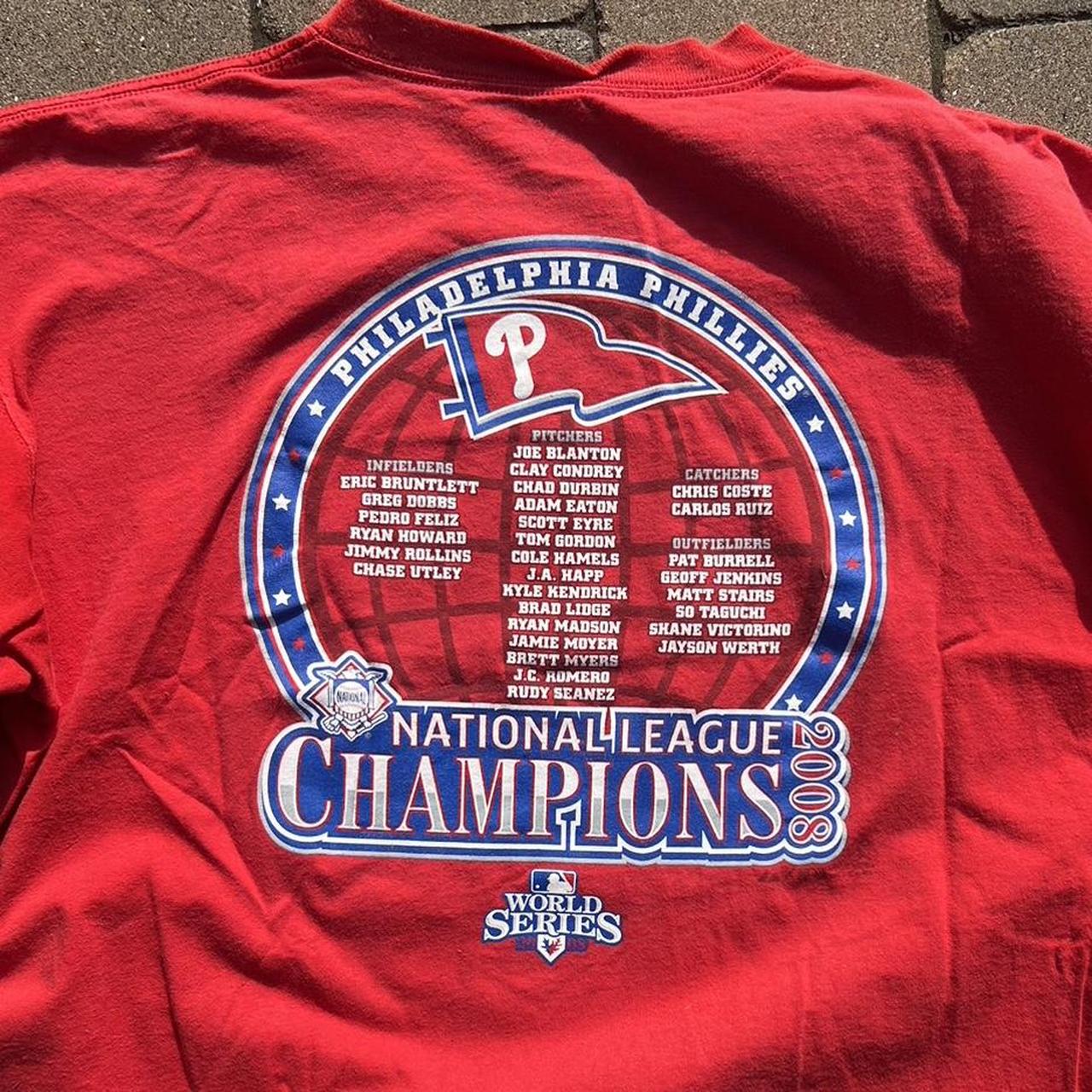 2008 PHILADELPHIA PHILLIES NATIONAL LEAGUE CHAMPIONS MAJESTIC TEE XL