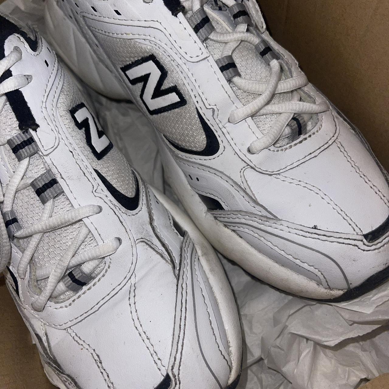 New Balance Women's White and Black Trainers | Depop