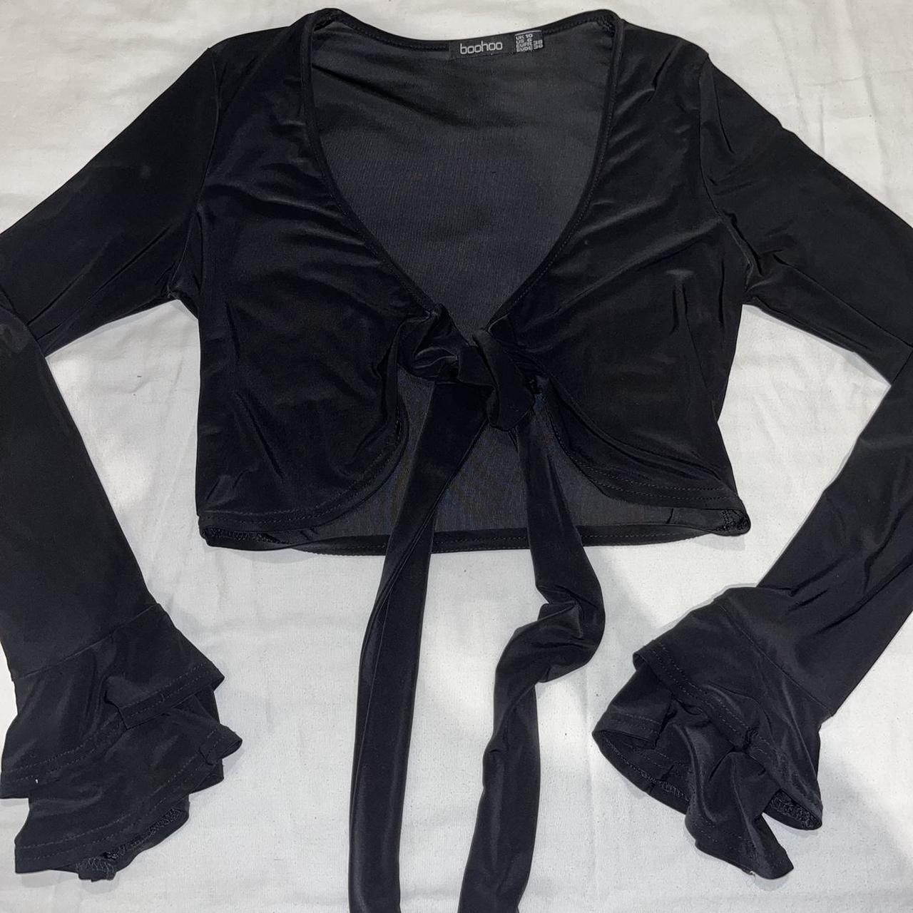 boohoo black tie top