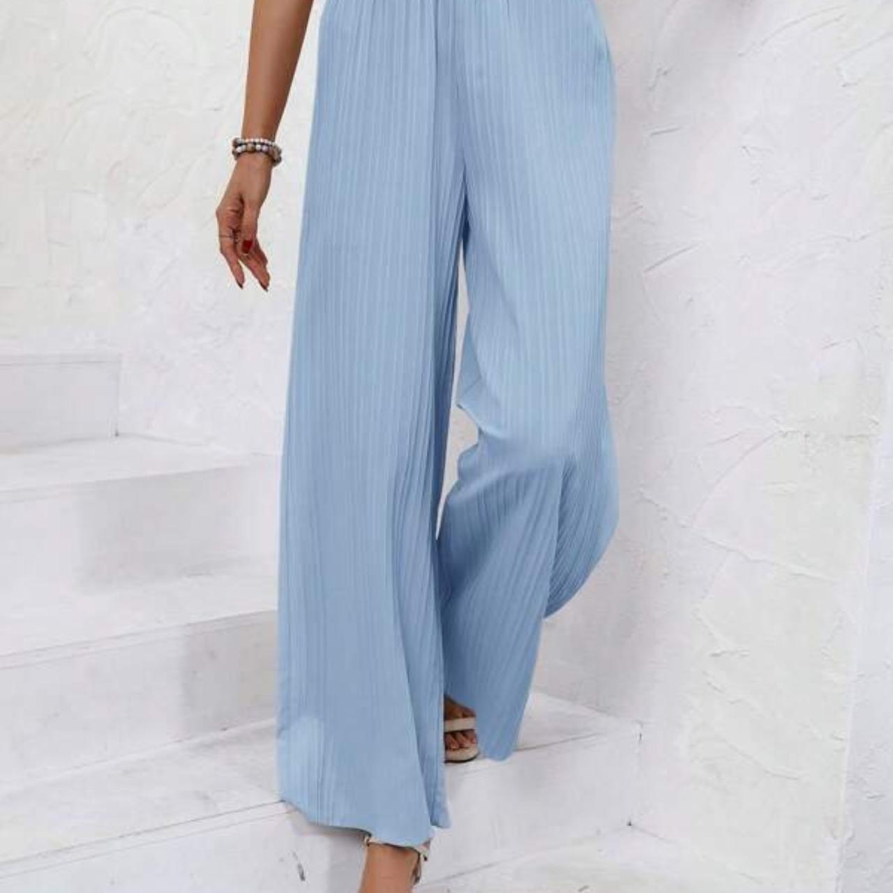 Blue Wide Leg Pants - Limited Stock! Elevate Your... - Depop