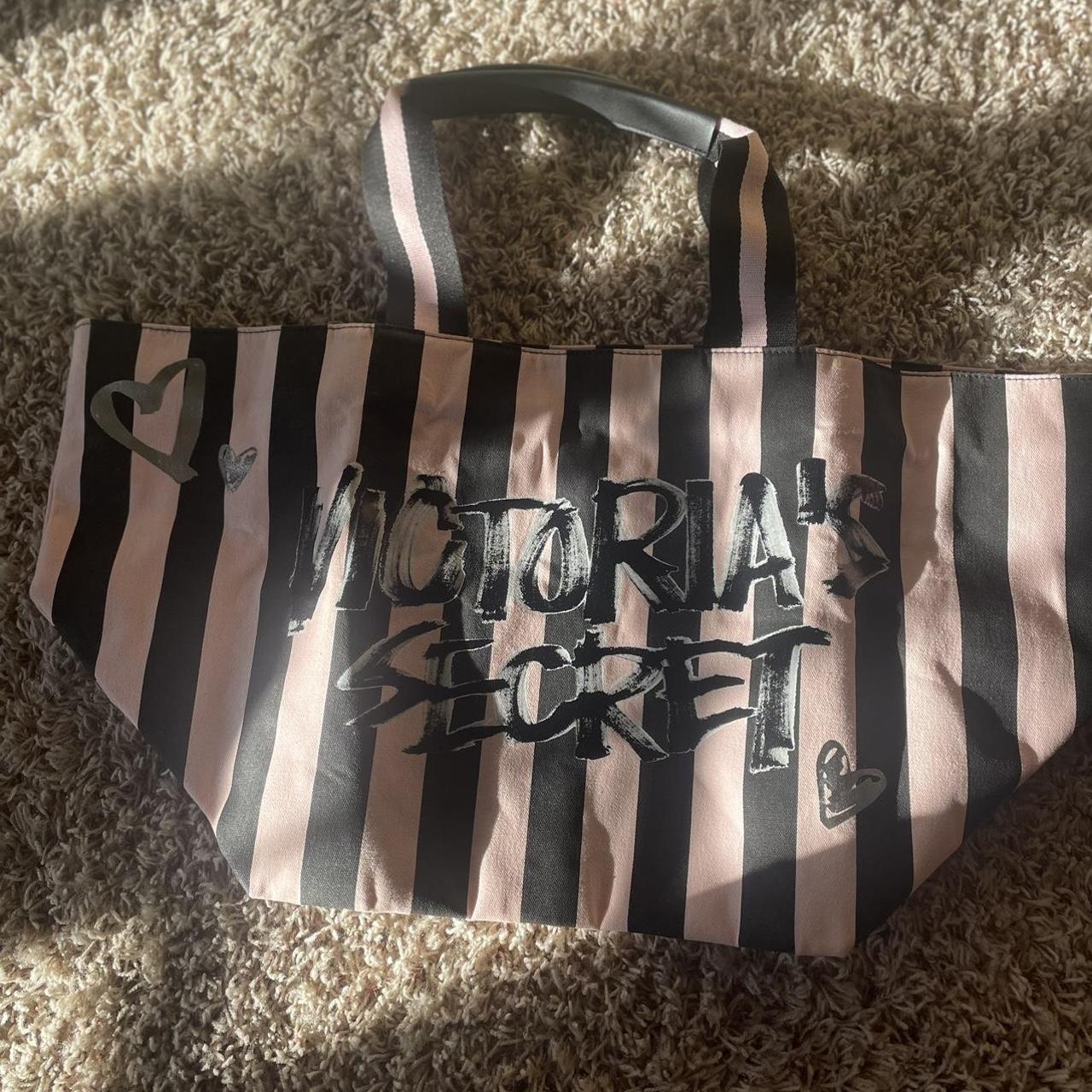 PINK Victoria's Secret, Bags, Victoria Secret Pinkblack Striped Ziptop Tote  Bag Free Shipping 53223 Only