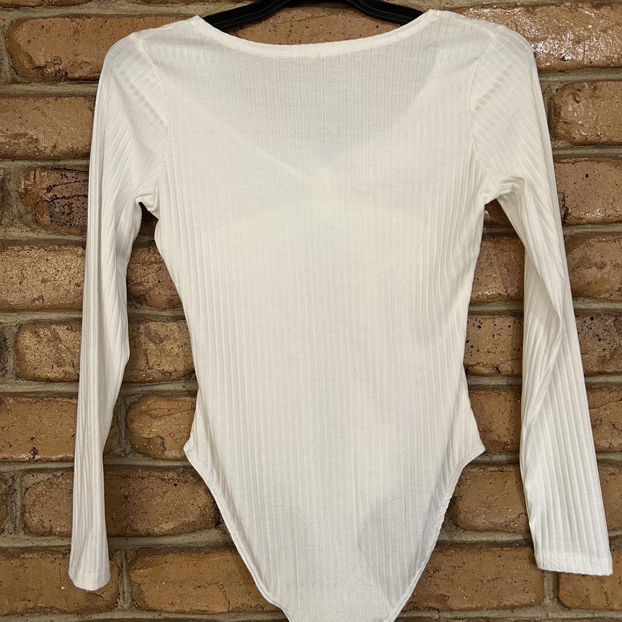 White long sleeve bodysuit Worn once - slightly see... - Depop