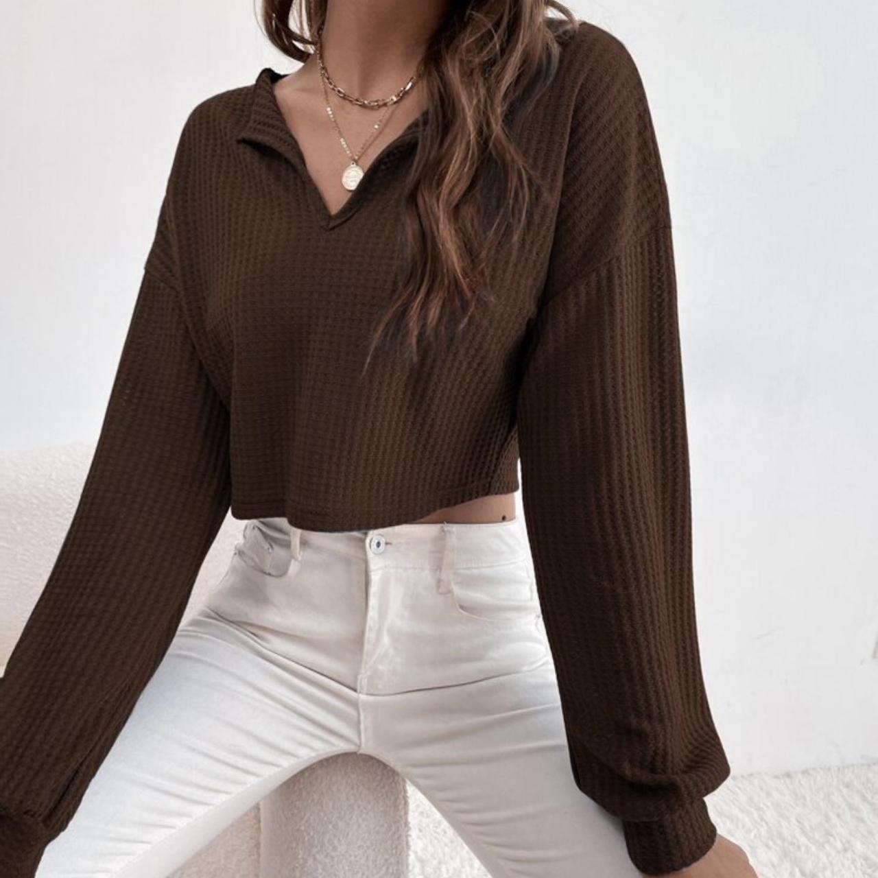 Drop shoulder waffle knit shirt Good condition has Depop