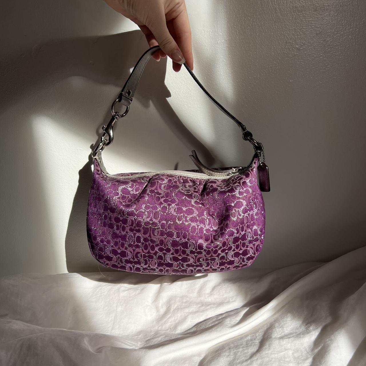 Purple and silver hot sale coach purse