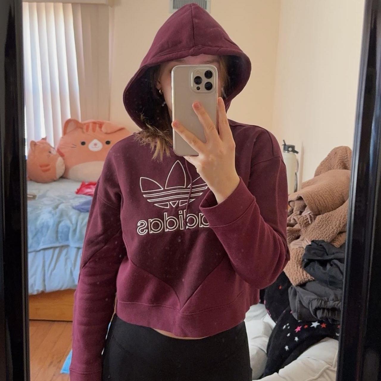 Adidas geordnete Maroon Cropped Hoodie with