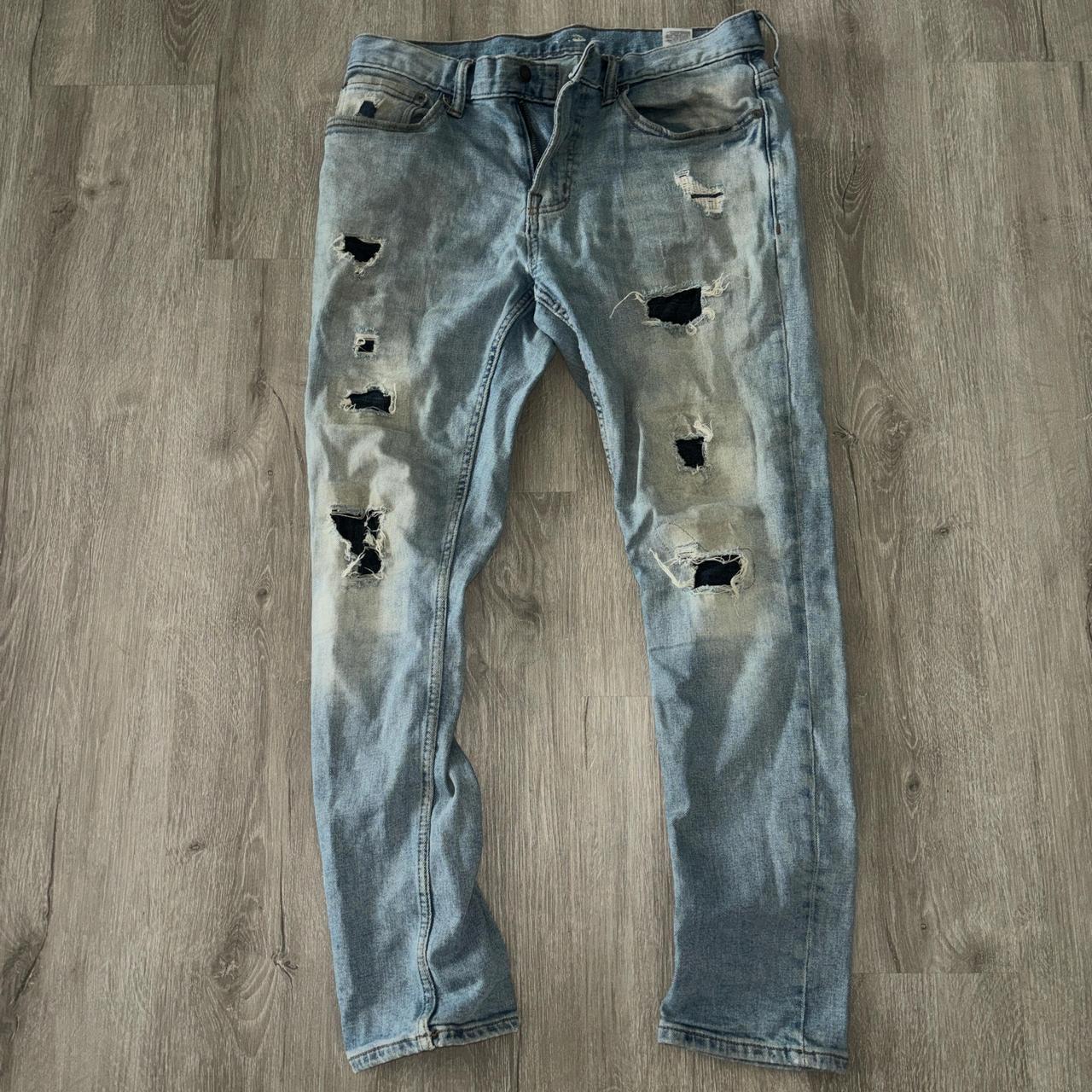Depop Old Navy White Distressed Jeans Blue Ripped Jeans With A