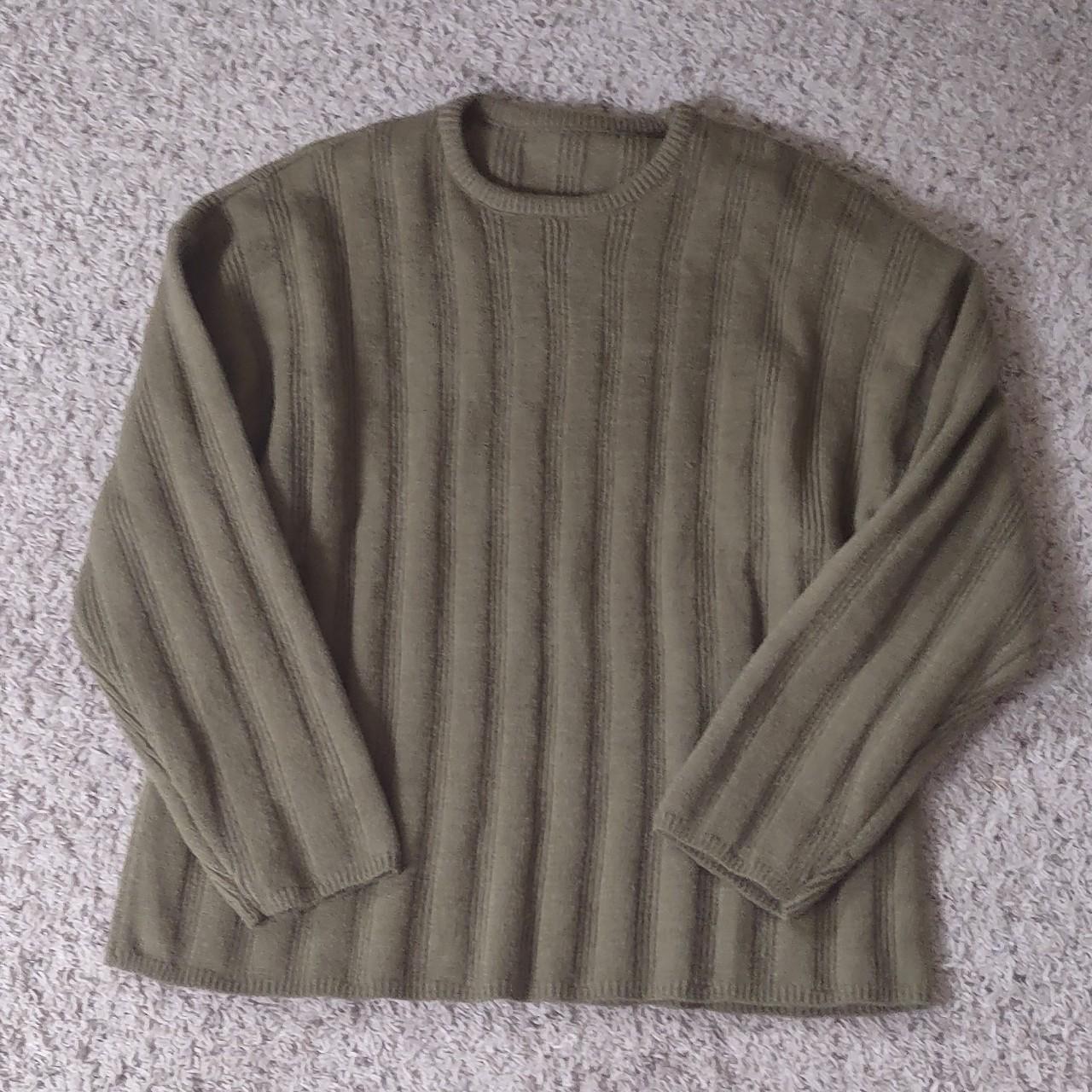 An olive green knit sweater. It is very thick.... - Depop