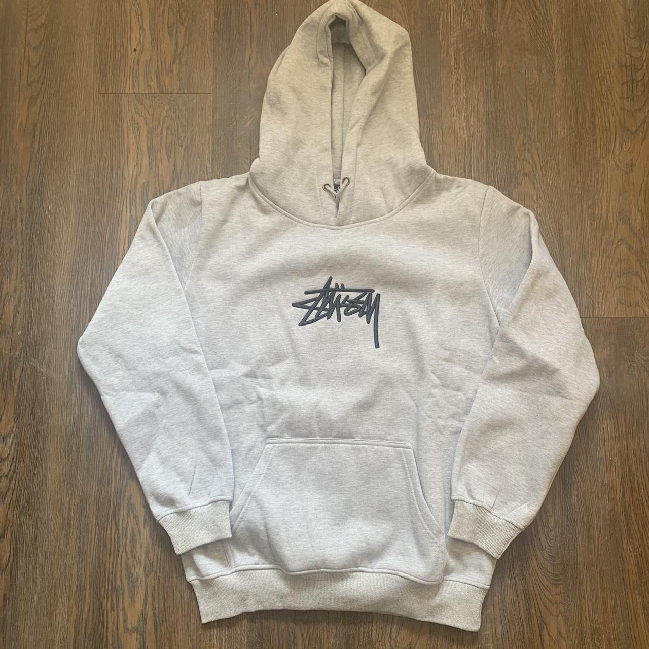 Grey Stussy Hoodie Large 9 10 Condition #stussy - Depop