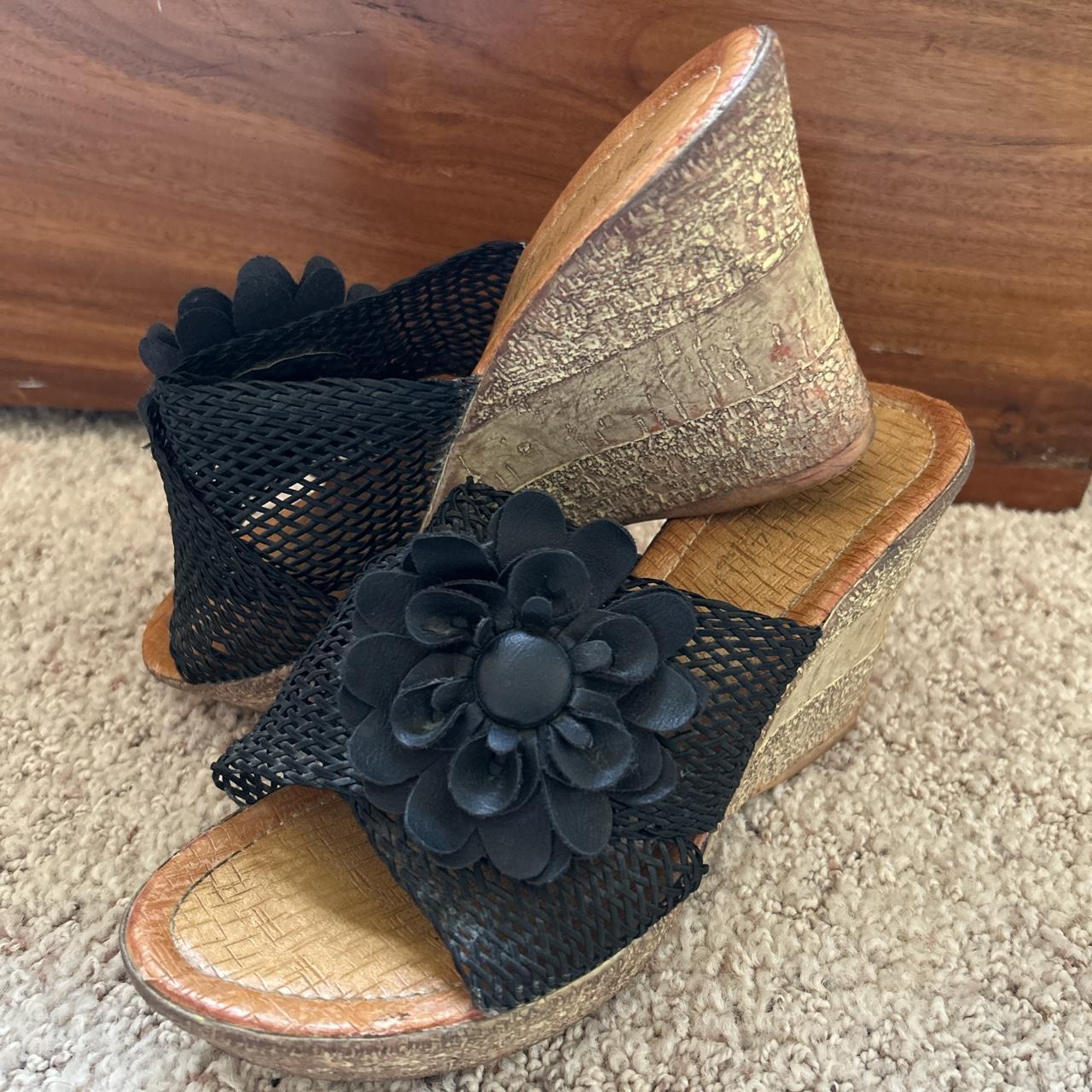 Summer cork-wedge peep-toe sandal heels with faux | Depop