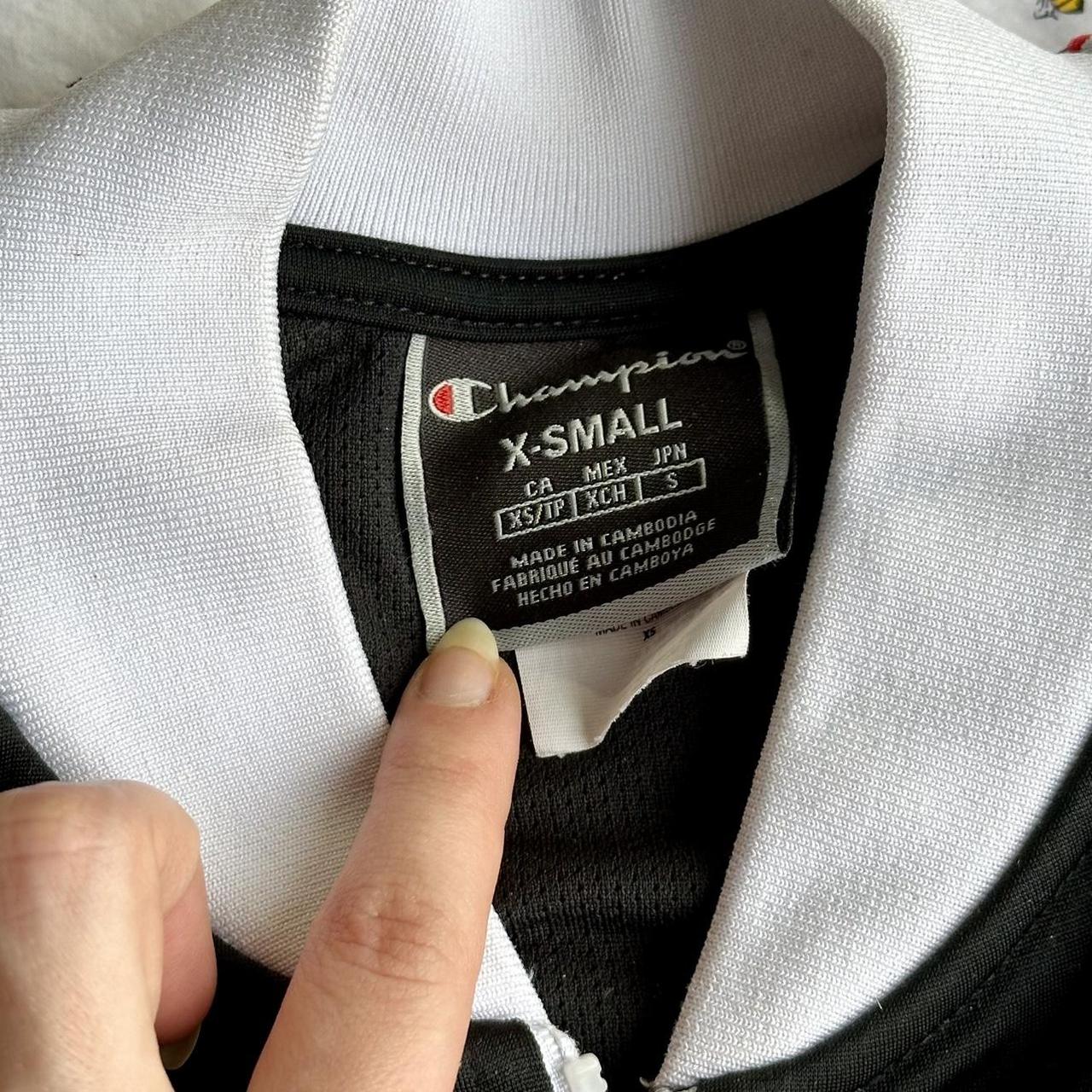 Black and White Champion Track Zip Up Sweatshirt Depop