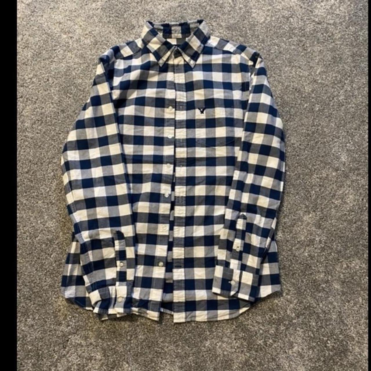 Men’s American Eagle ButtonUp Shirt Gingham Plaid... Depop