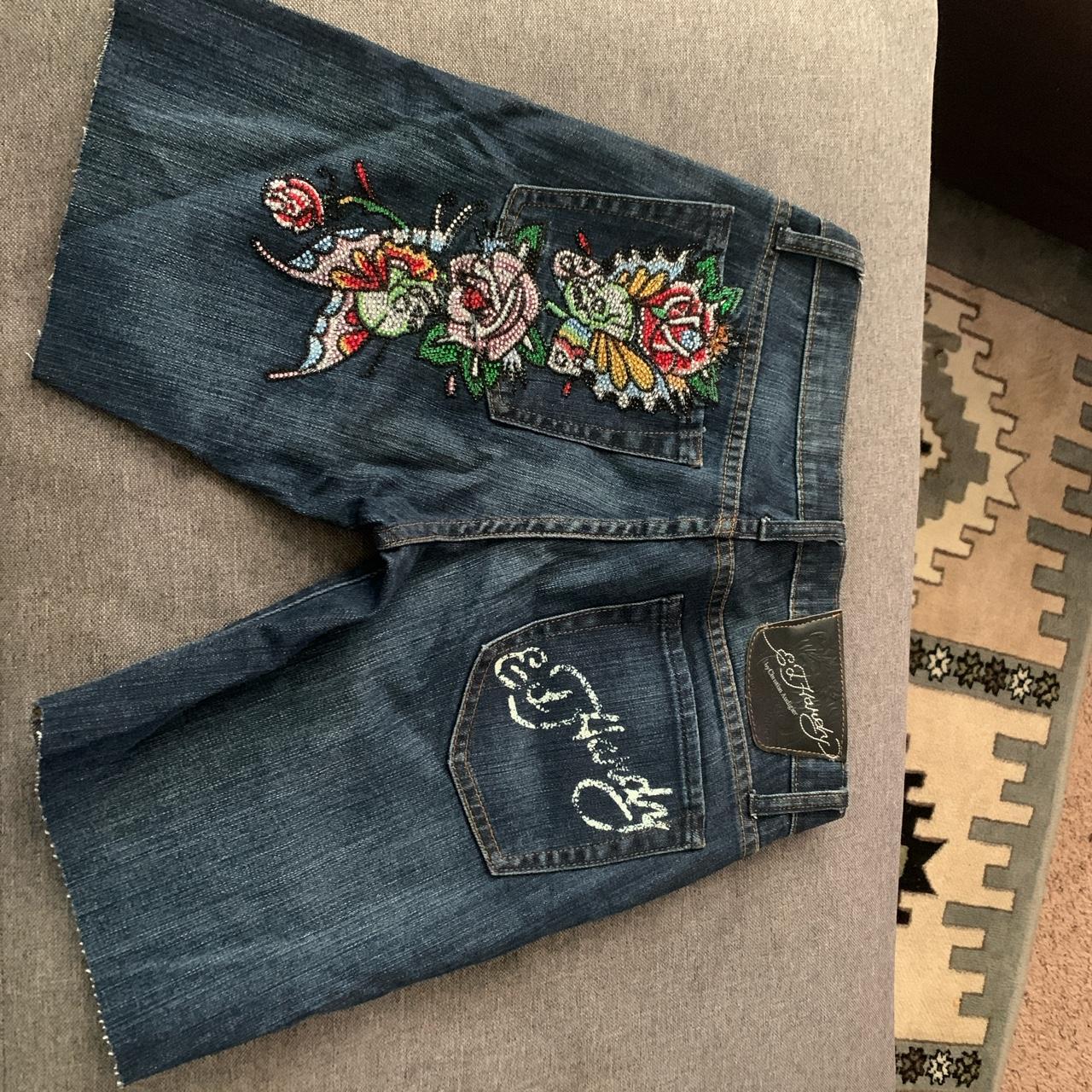 Ed Hardy Cut Off Jorts Denim Jean Shorts Size 28... - Depop