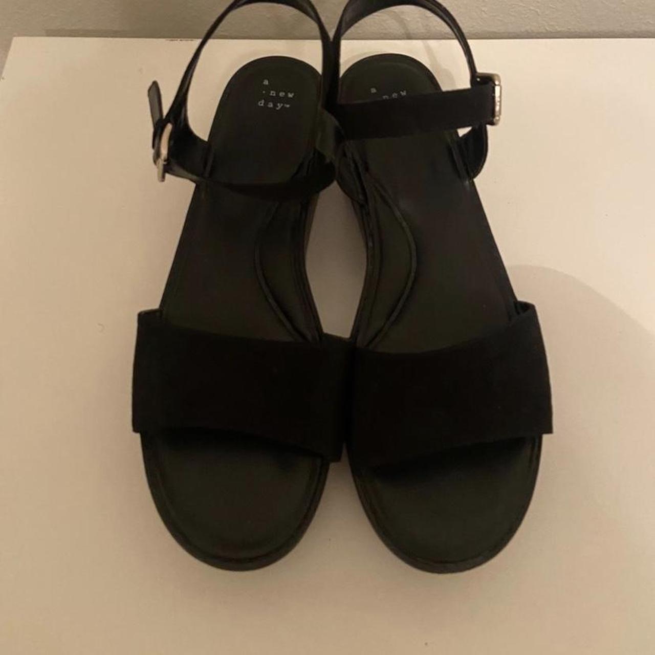 Ankle strap chunky black platform heels. USED. Size... - Depop