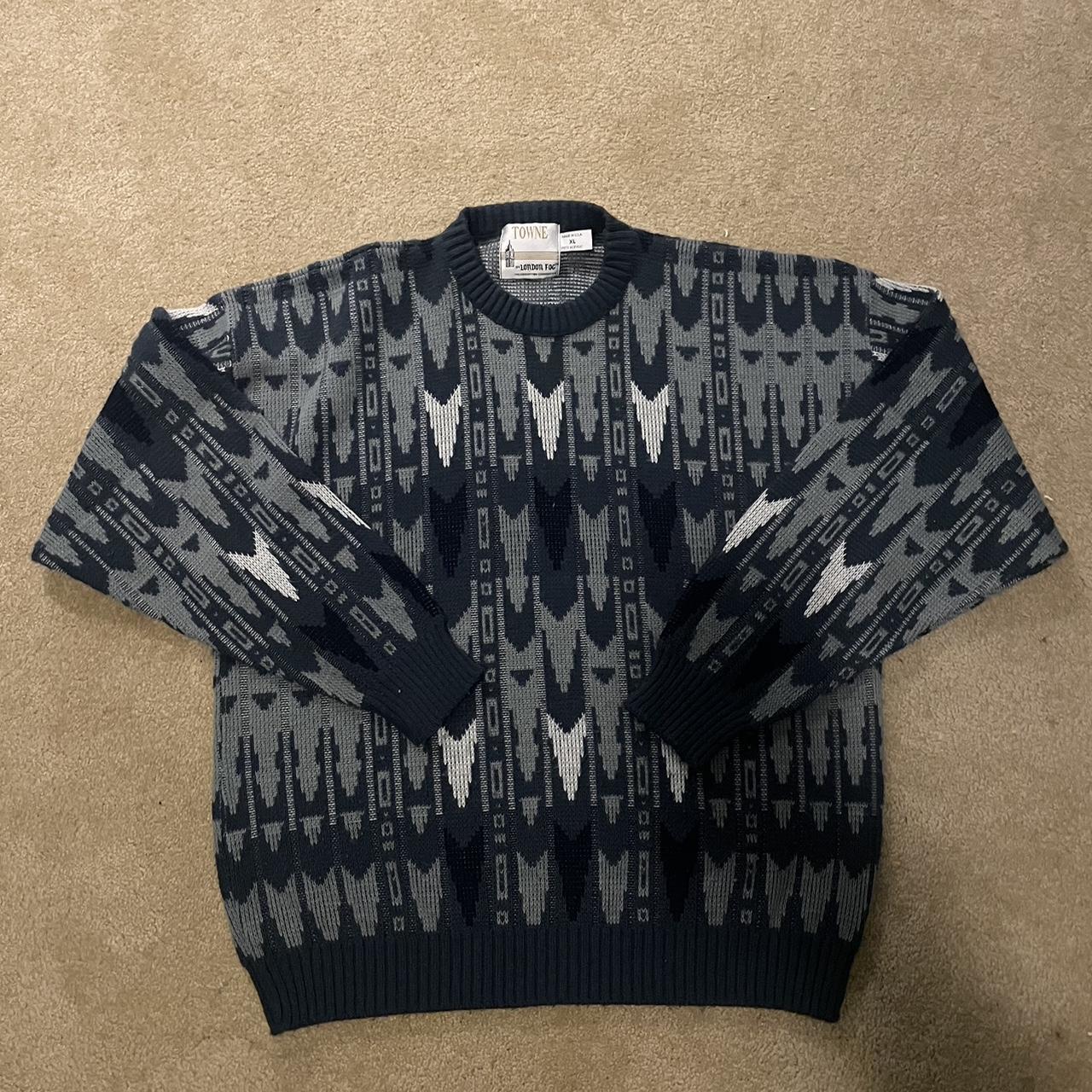 Vintage geometric grandpa sweater size XL. Tagged an... - Depop