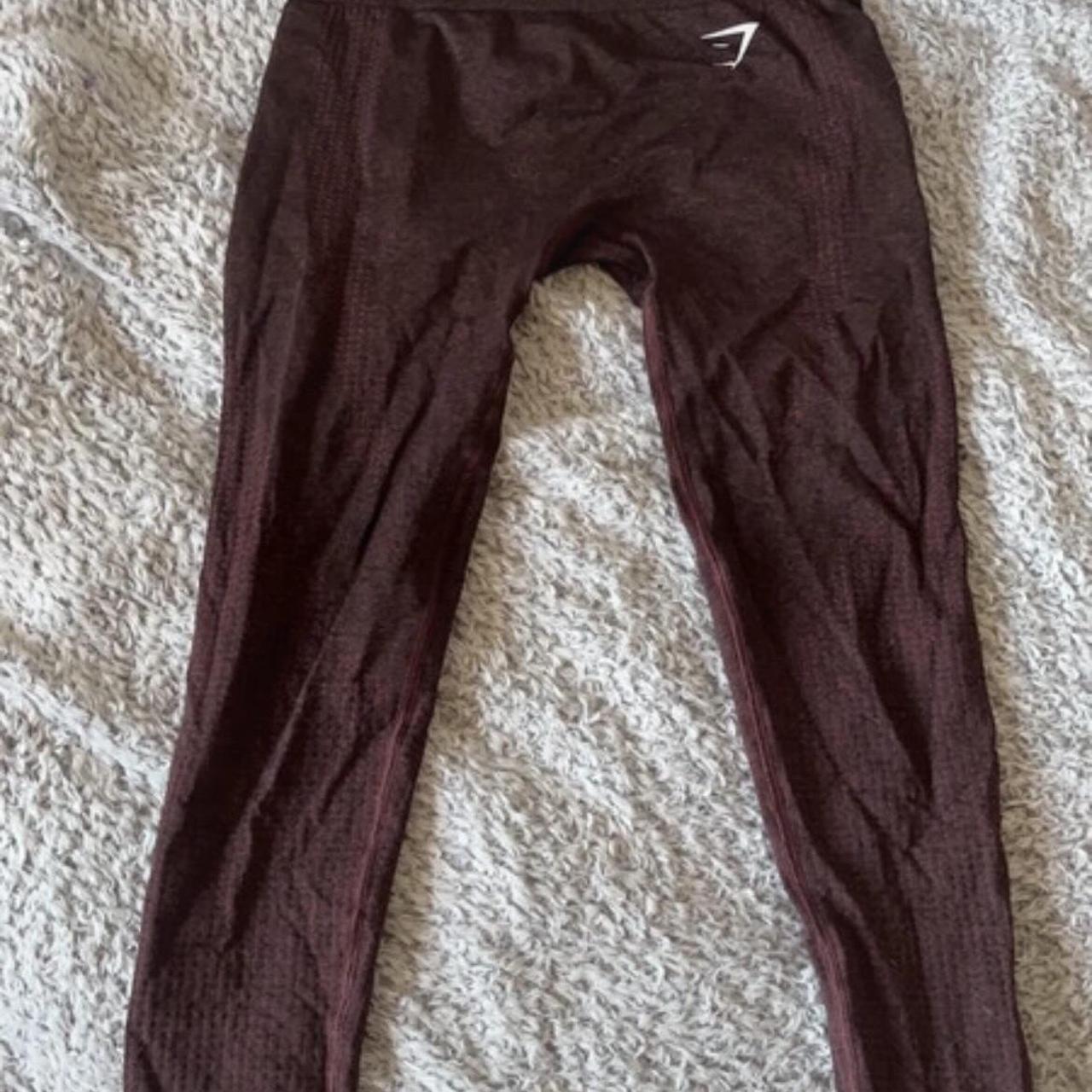 brown gymshark leggings, litro worn once just dont... - Depop