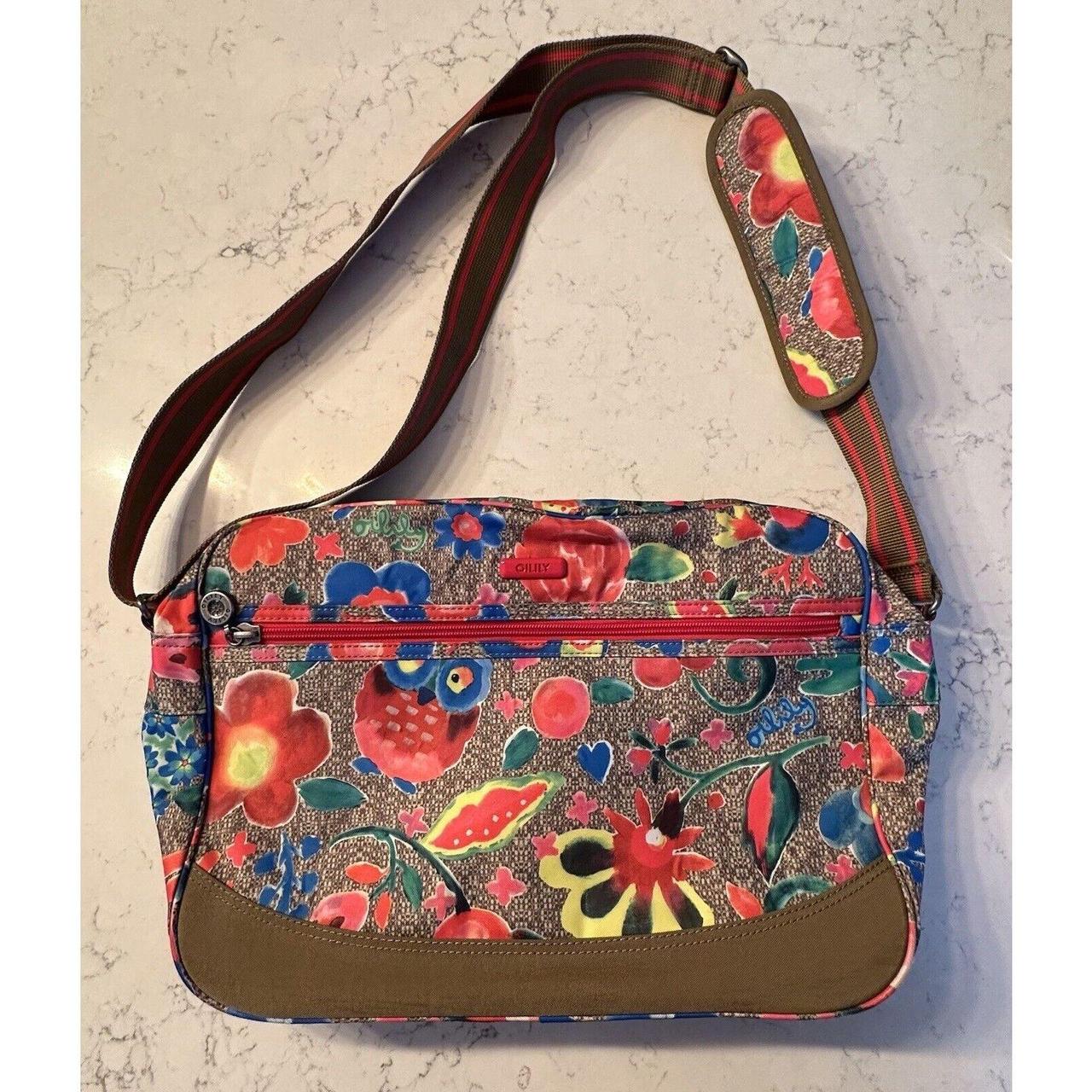 Oilily Floral Polyvinyl Laptop Messenger Bag Depop