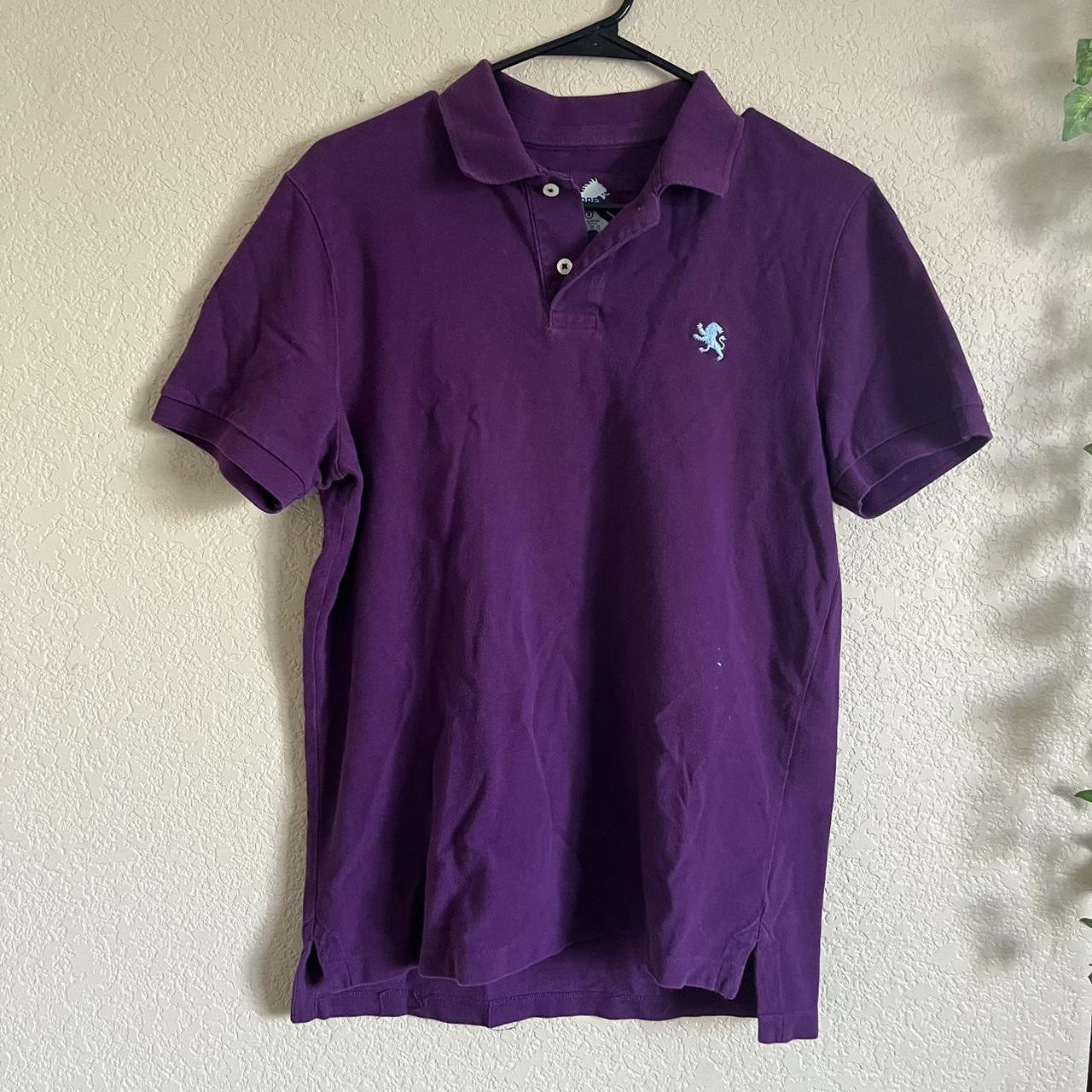 Polo purple shirt with light blue lion #polo #fancy - Depop