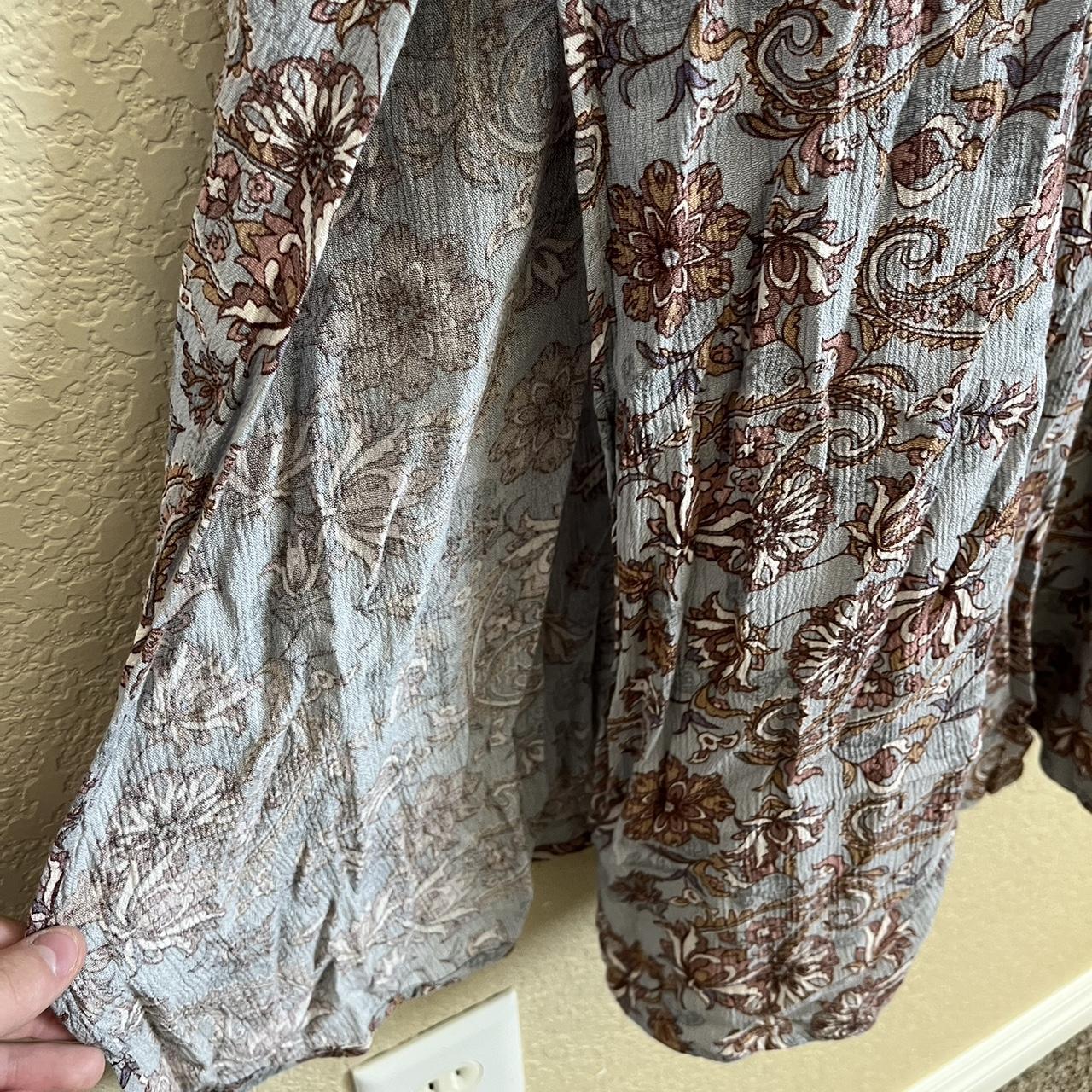 Grey and brown floral designed Becool dress. Has... Depop