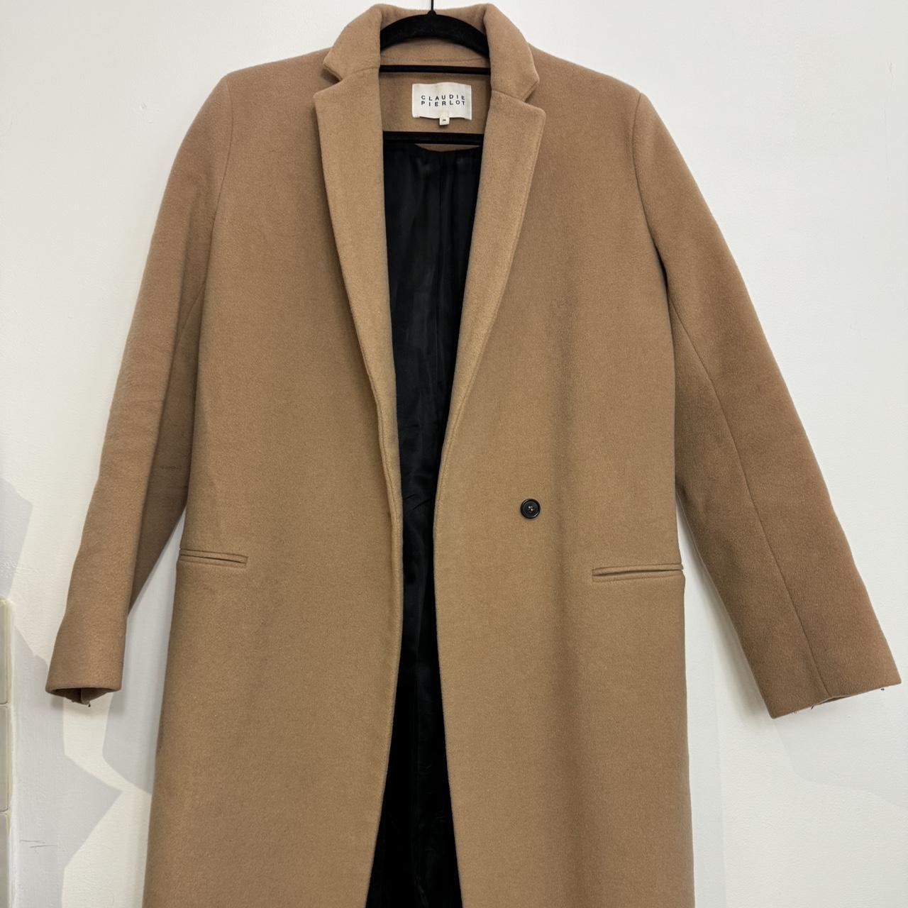 Claudie Pierlot Camel Tan Long Coat size 36 UK8