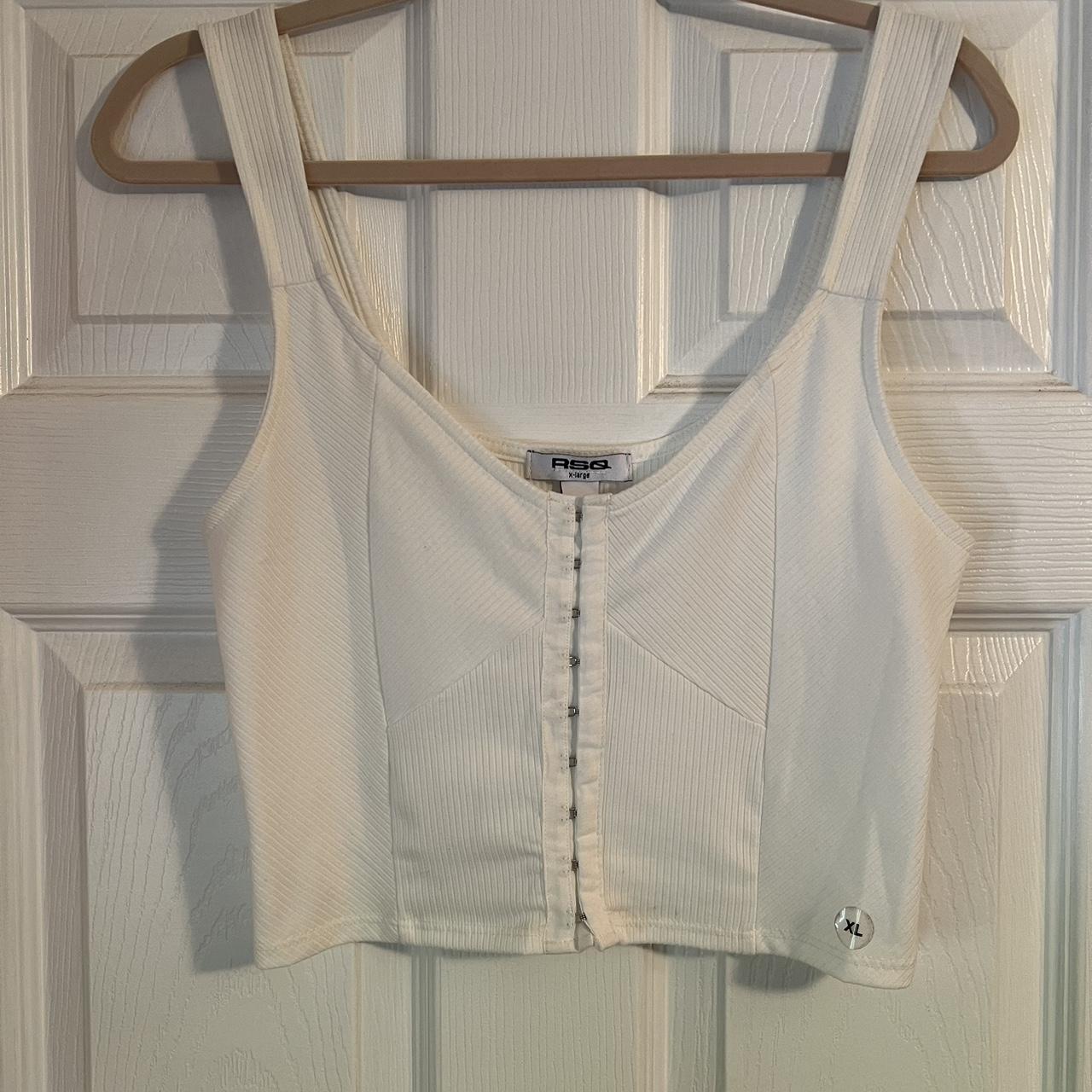 Hook And Eye Crop Tank Top - White