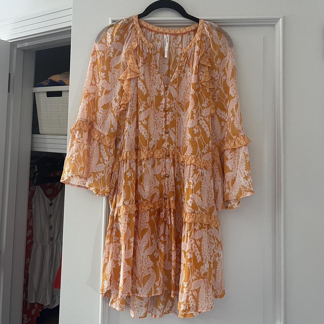 Beautiful orange Anthropologie sheer dress can... Depop